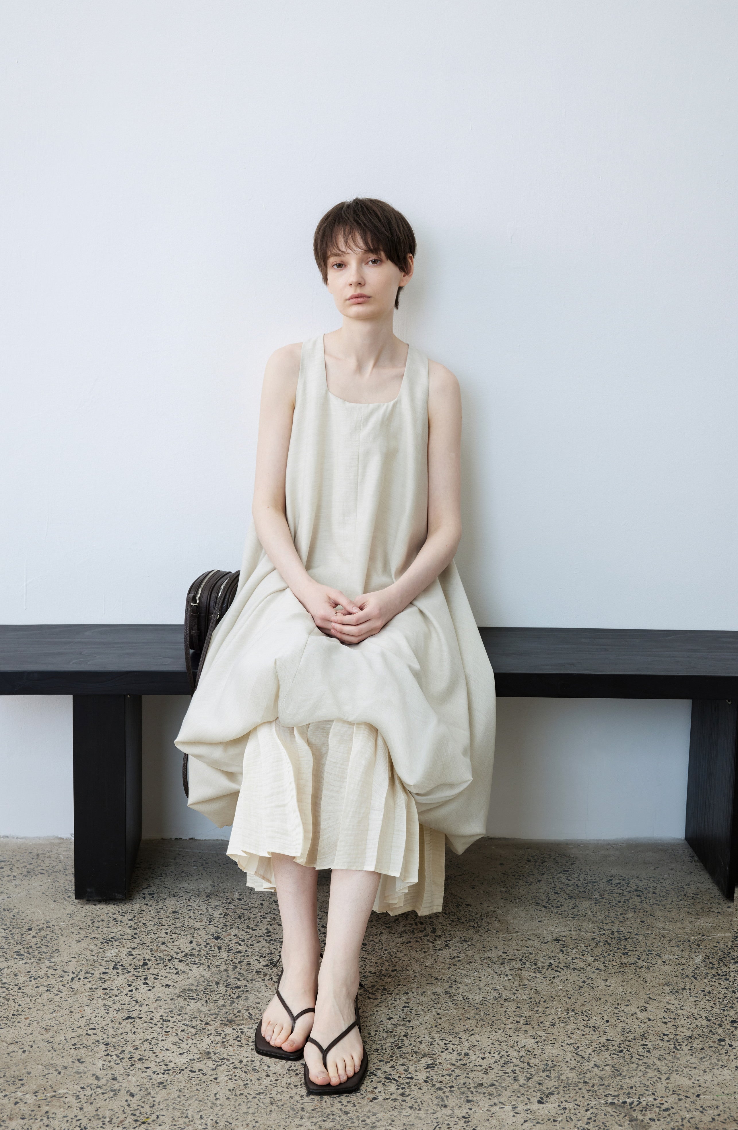 PLEATED LAYERED BALLOON DRESS