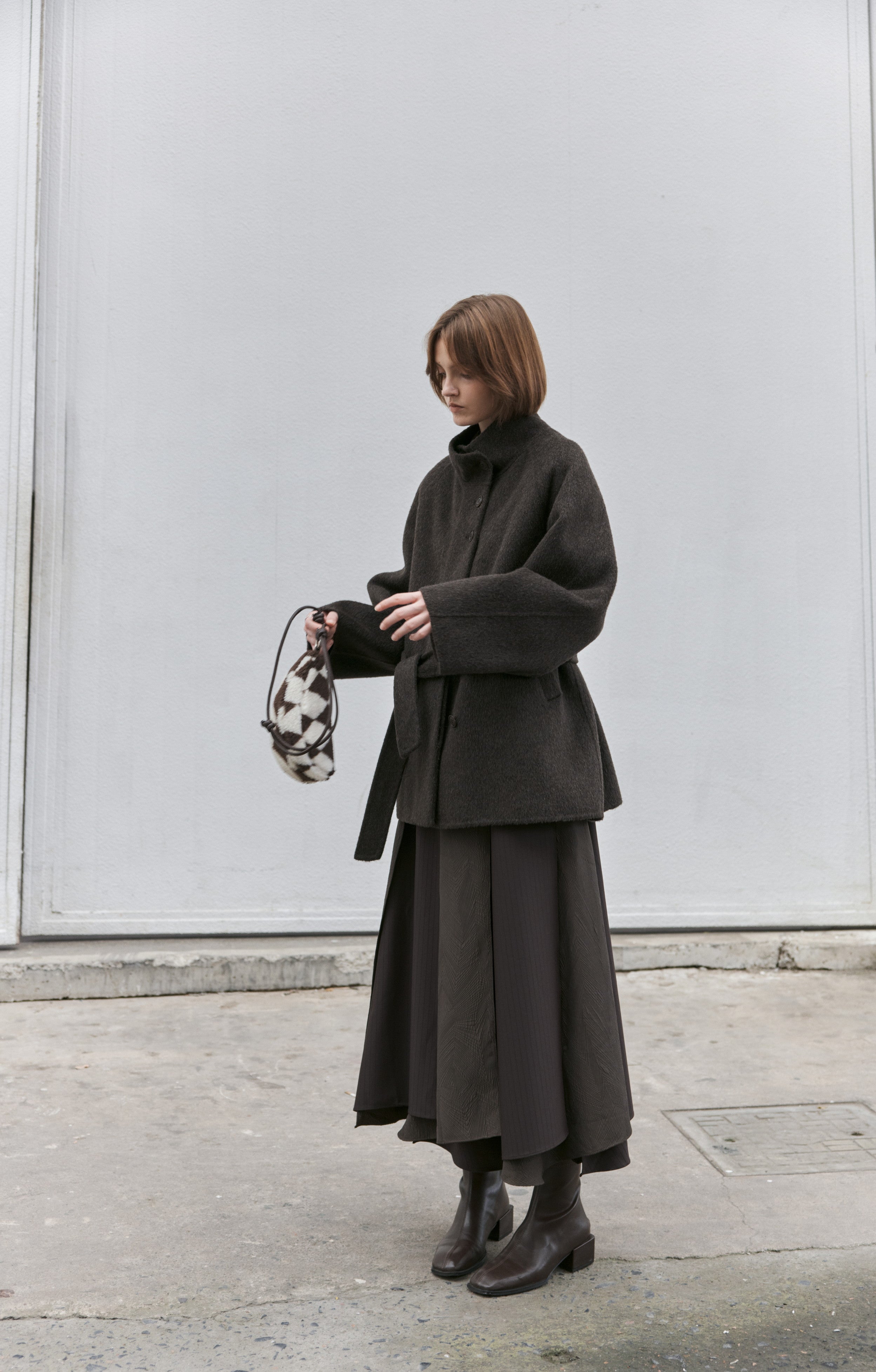 FEATHER WOOL MIDI COAT / フェザーウールミドルコート