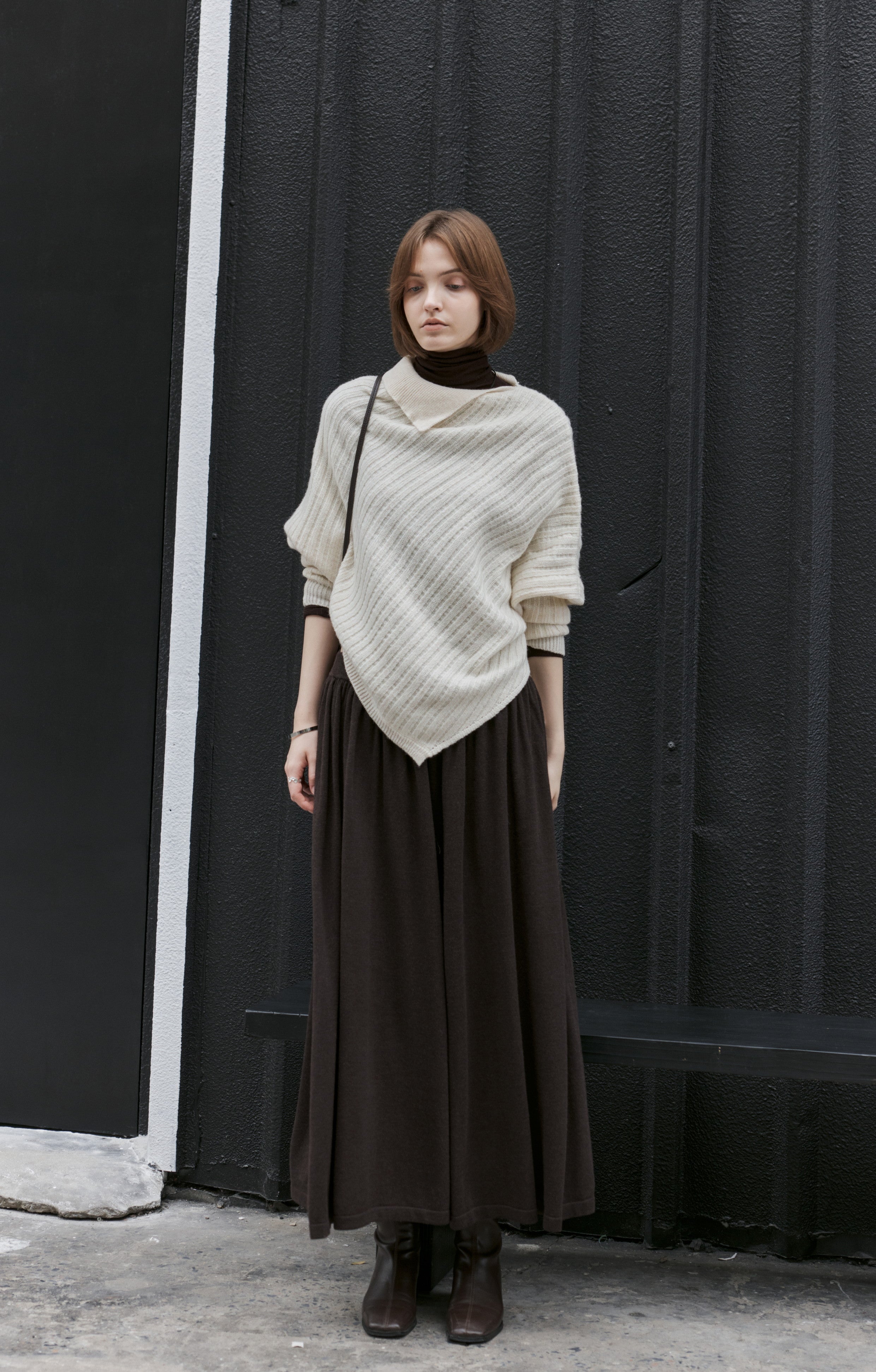 ASYMMETRIC OVER KNIT SWEATER