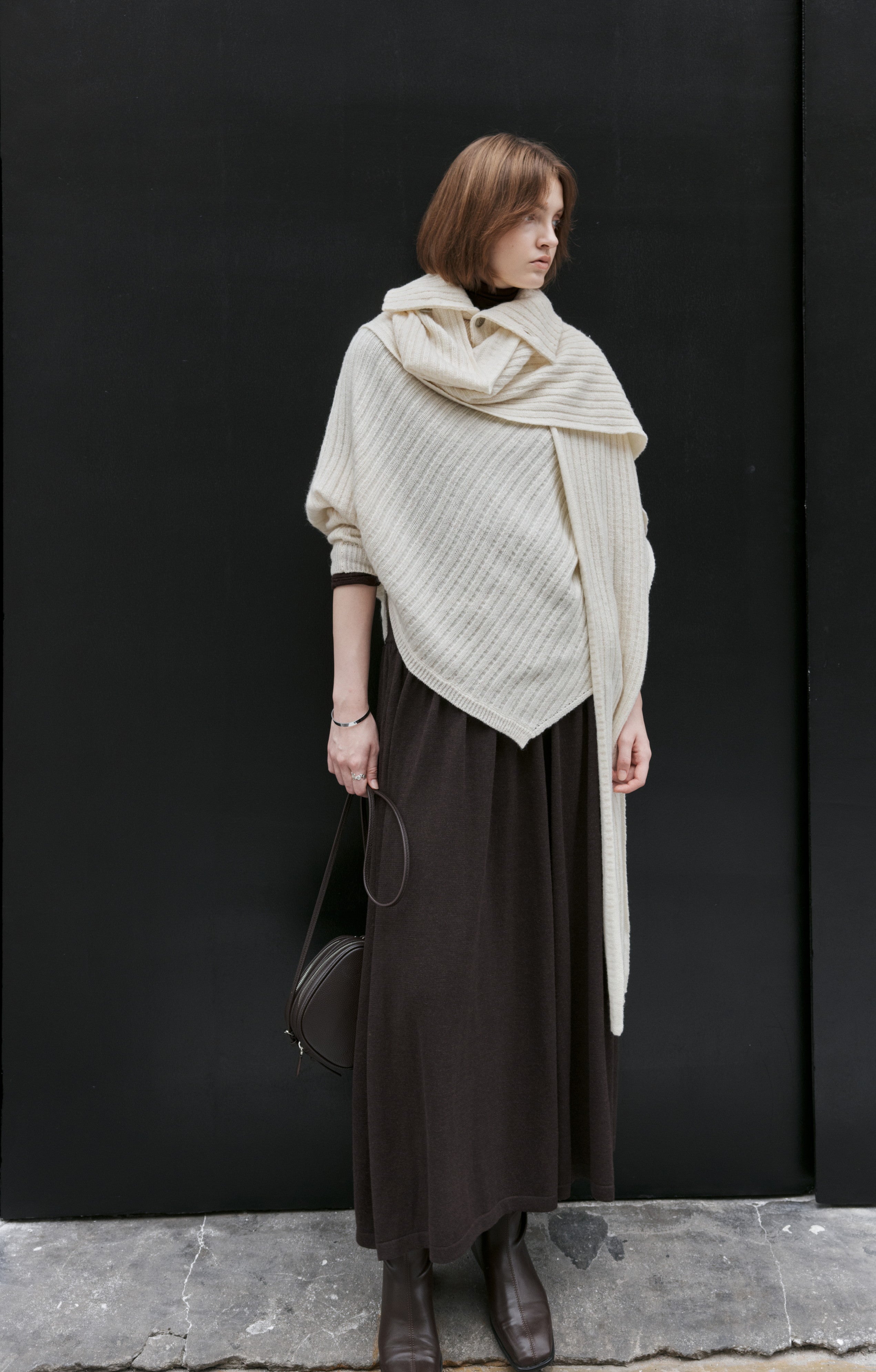 ASYMMETRIC OVER KNIT SWEATER
