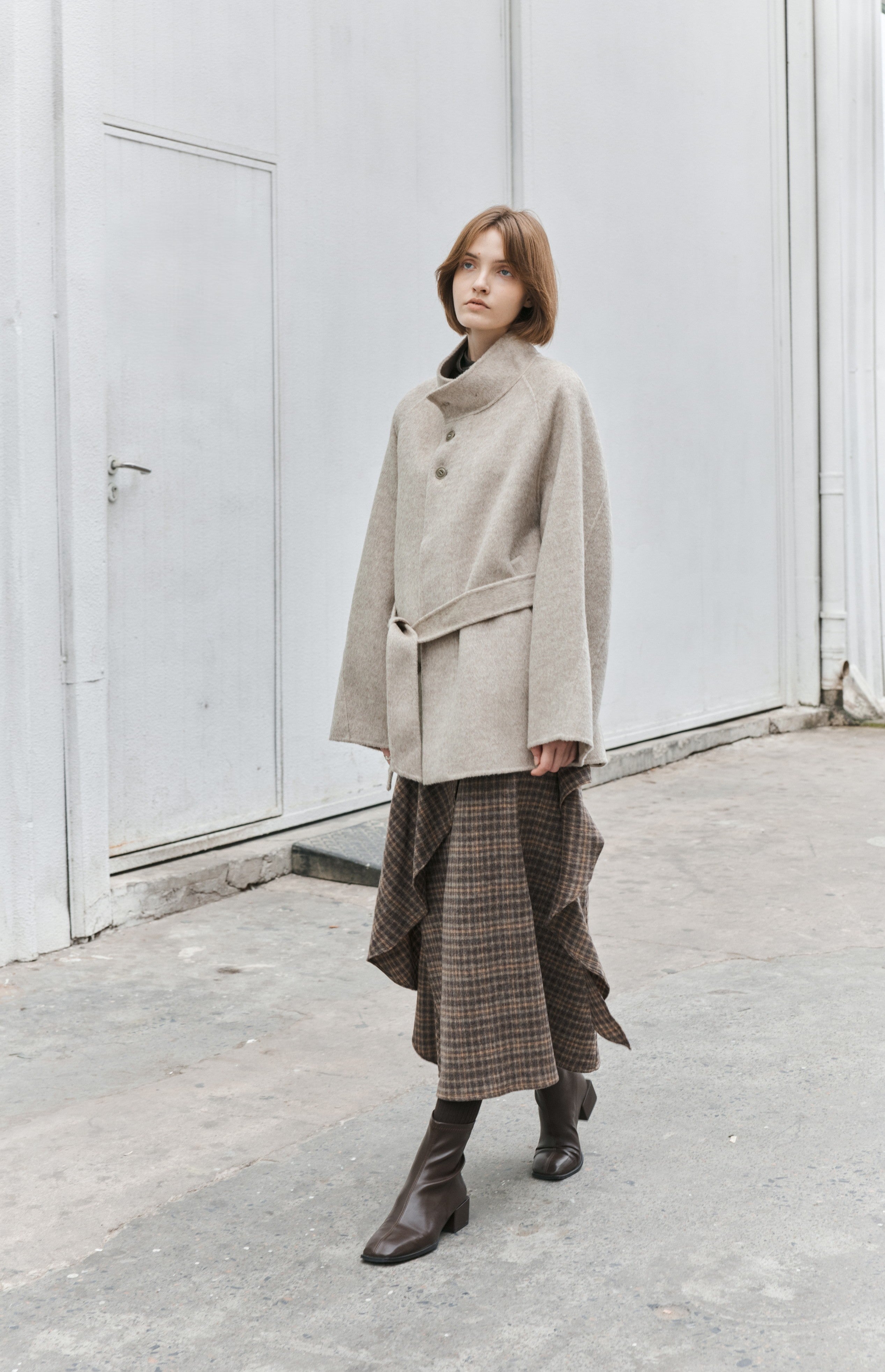 FEATHER WOOL MIDI COAT / フェザーウールミドルコート