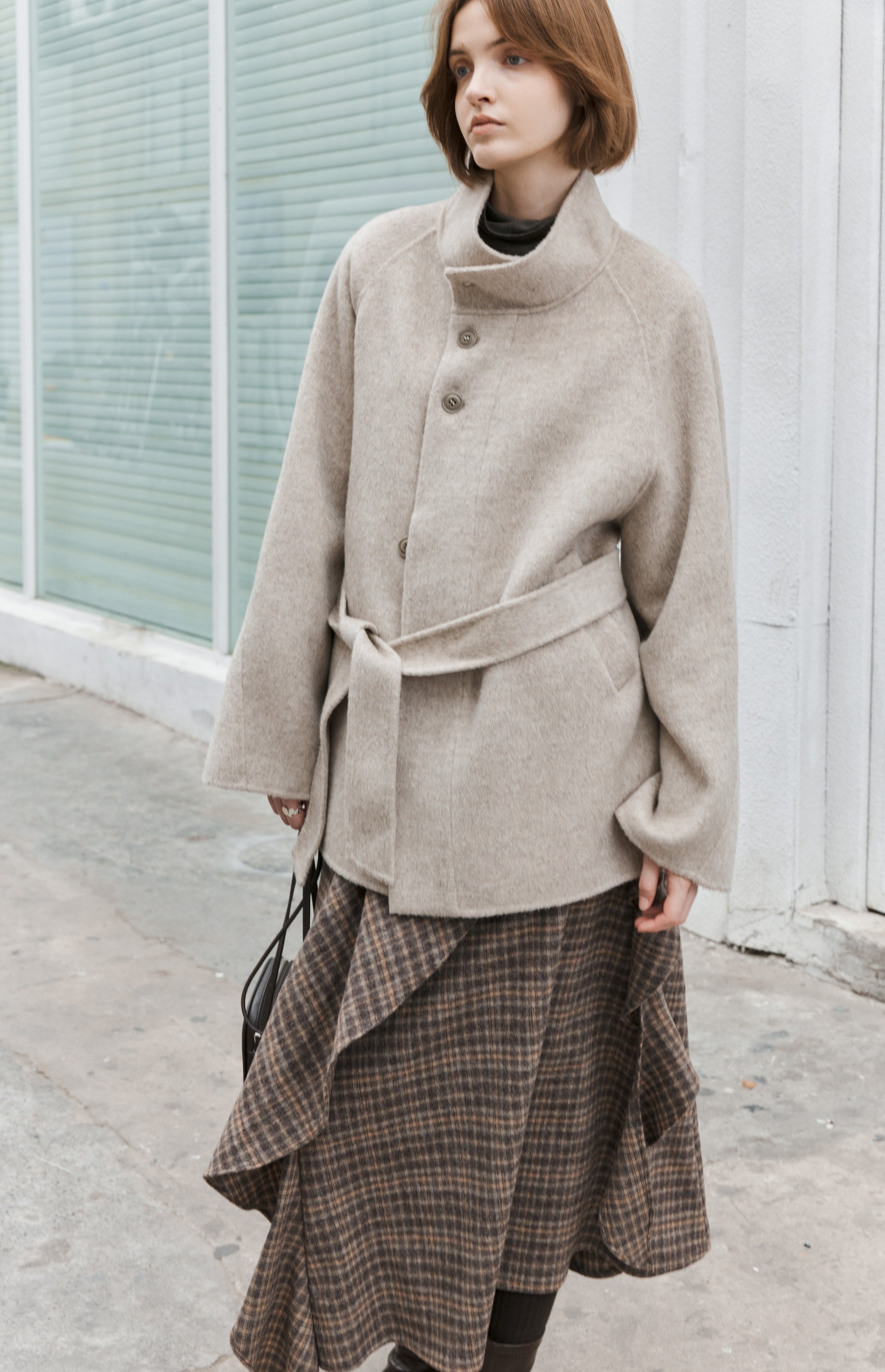 FEATHER WOOL MIDI COAT / フェザーウールミドルコート