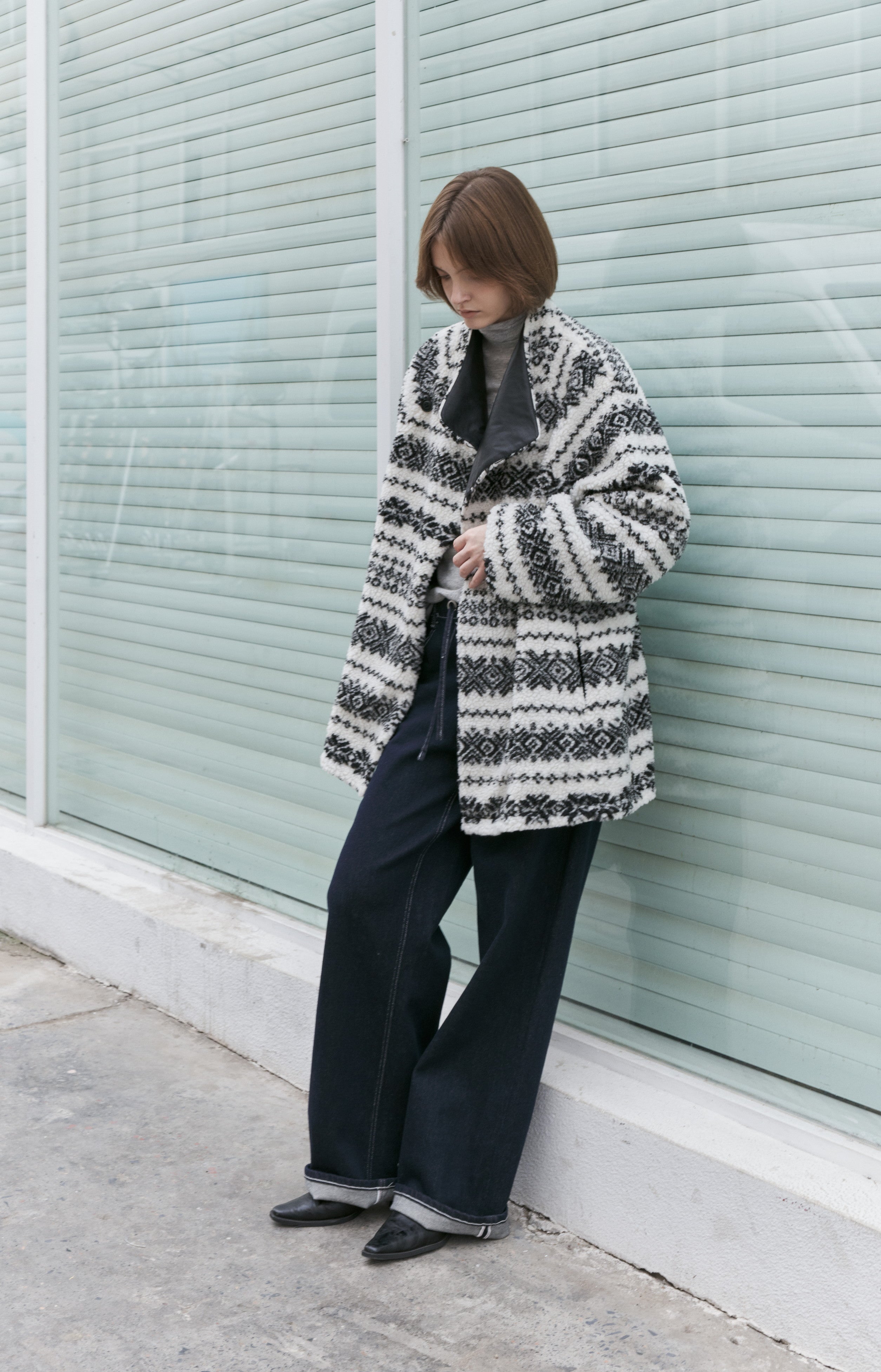 FAIR ISLE BOA BLOUSON / フェアアイル柄ボアブルゾン