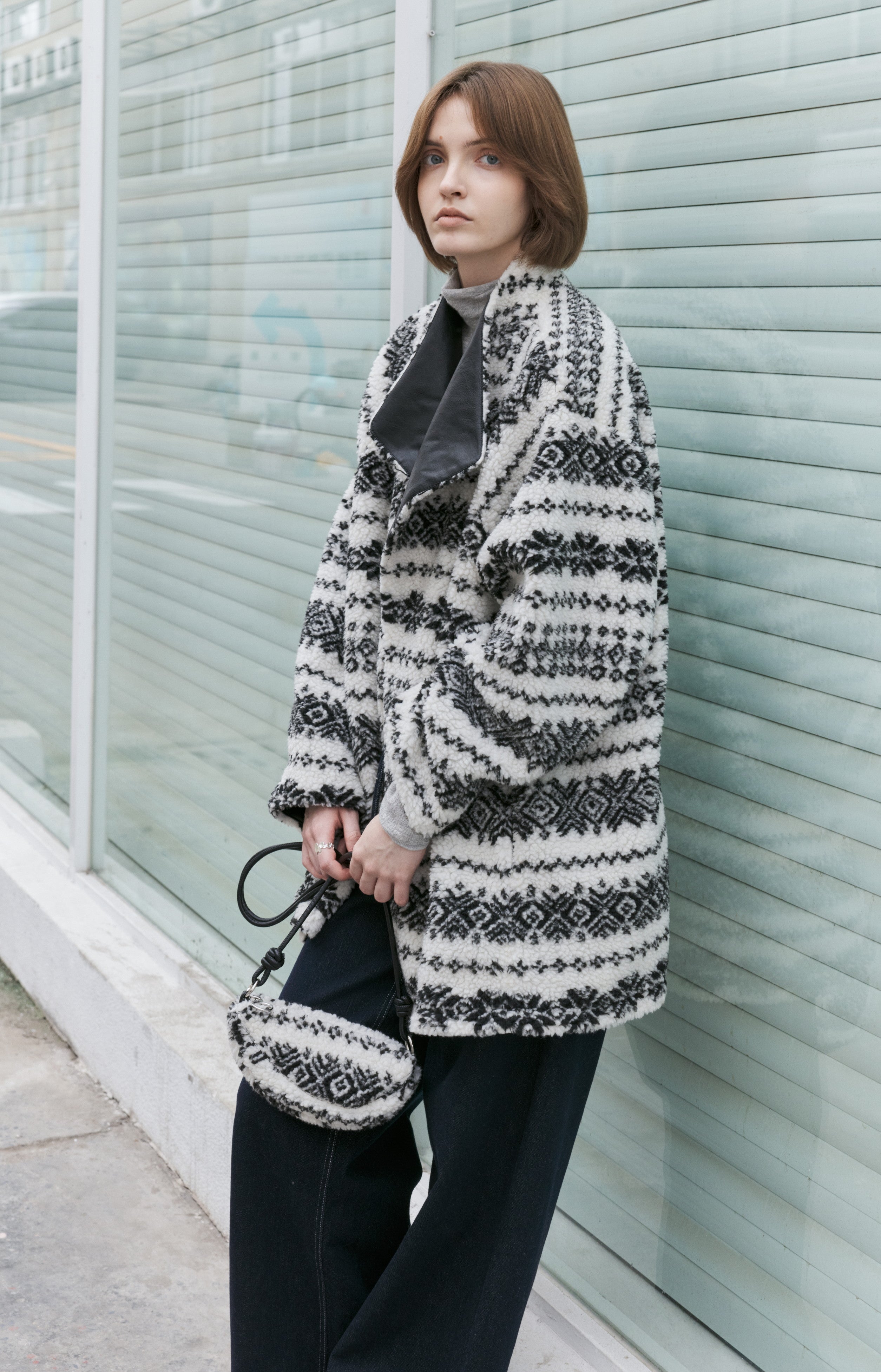 FAIR ISLE BOA BAG / フェアアイル柄ボアバック