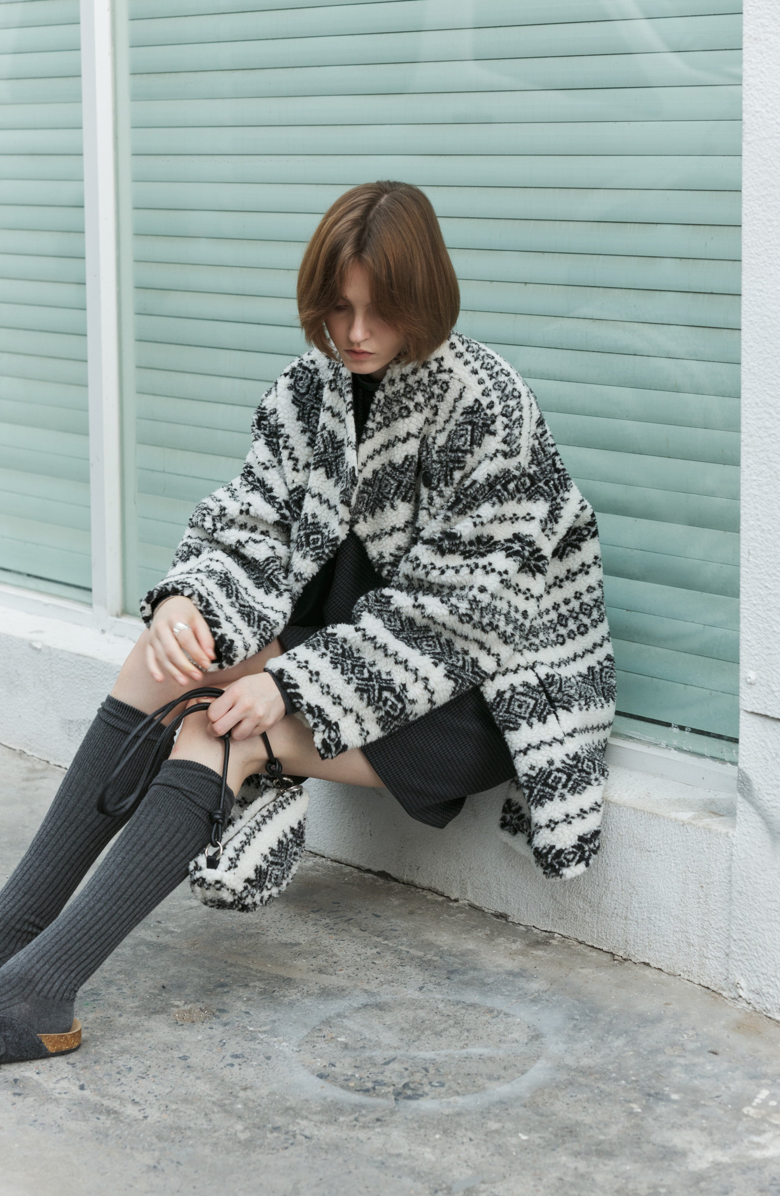 FAIR ISLE BOA BAG / フェアアイル柄ボアバック