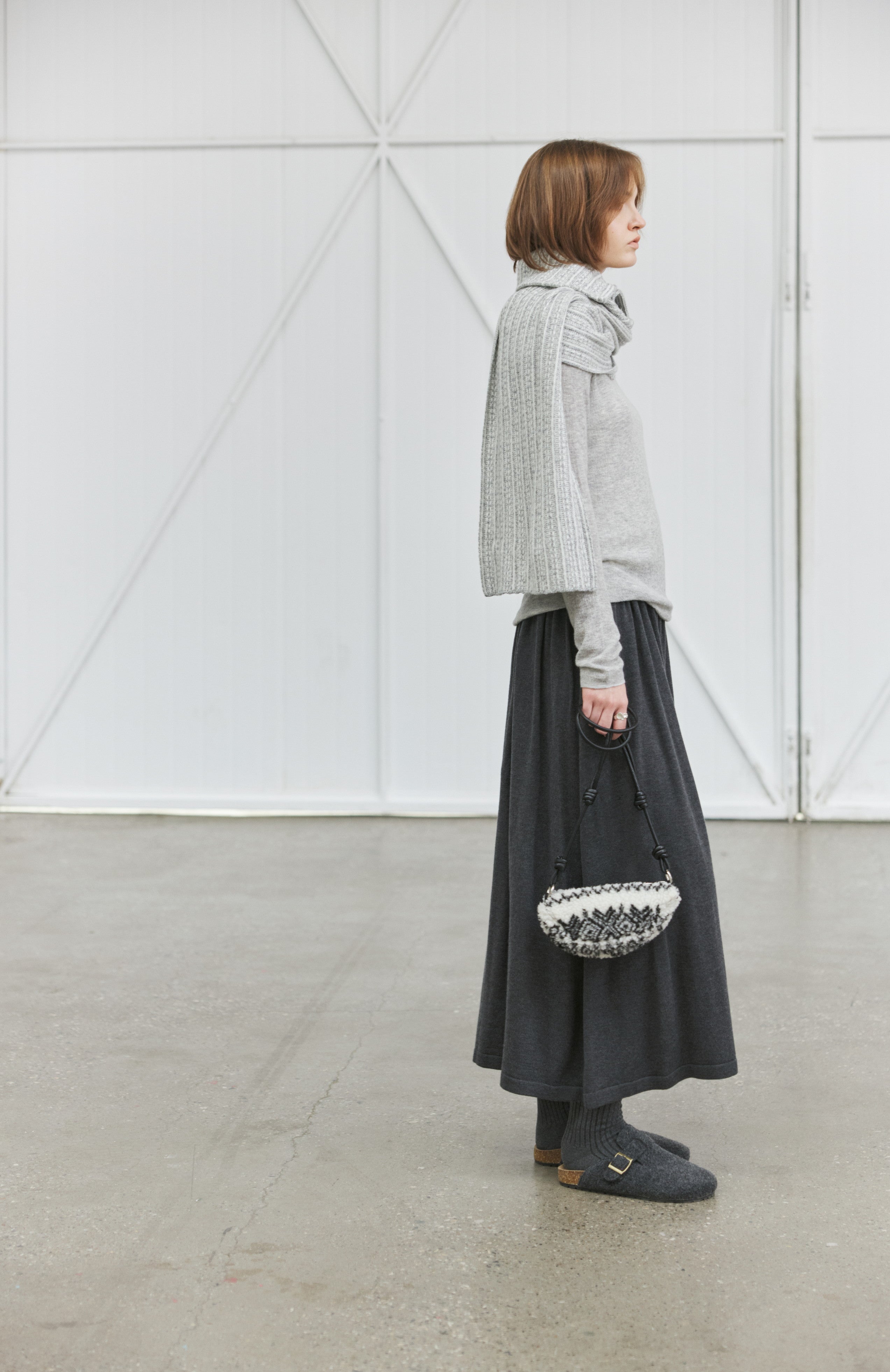 ASYMMETRIC TURTLE KNIT SCARF / アシンメトリータートルニットスカーフ