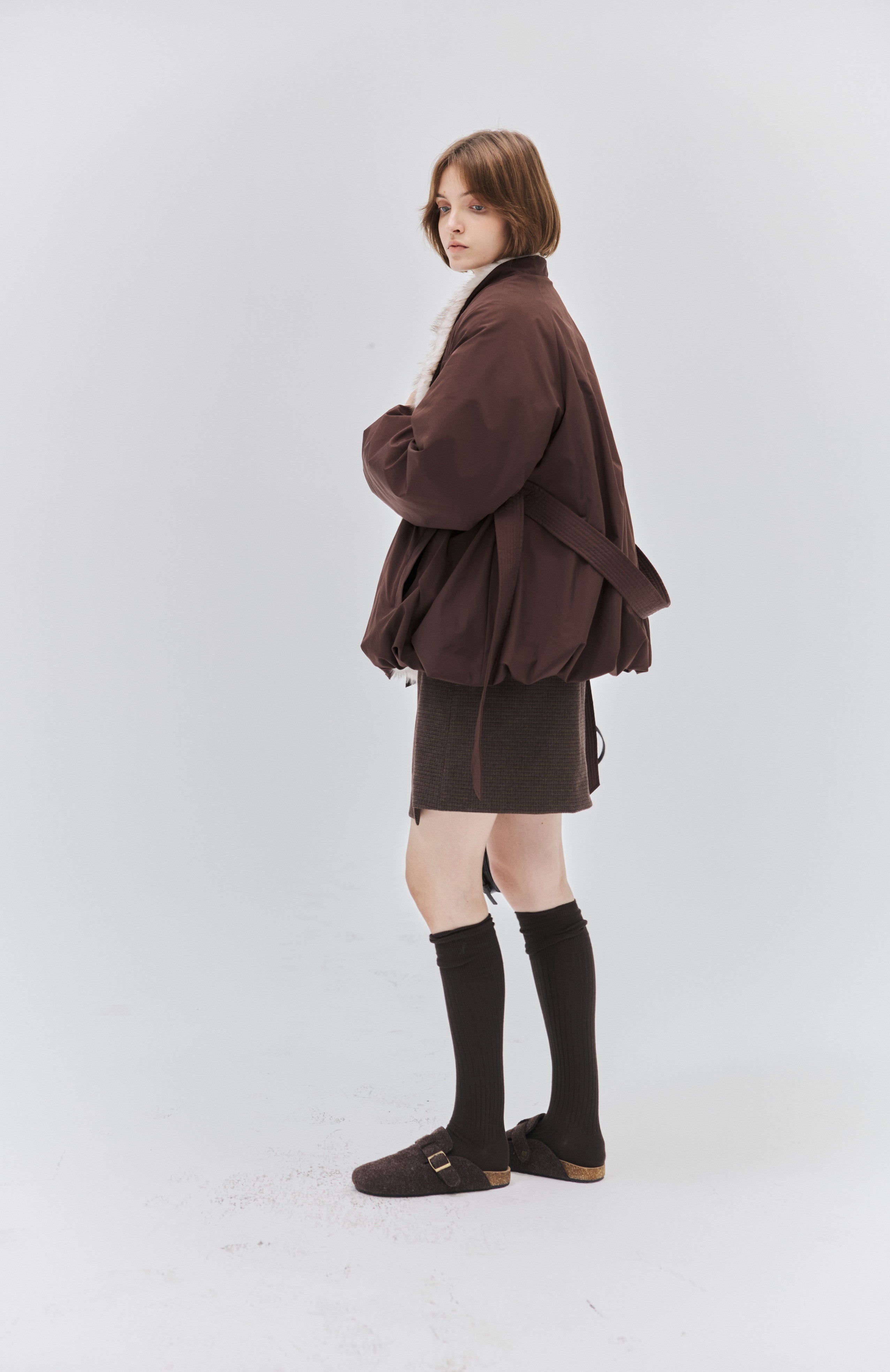 FUR LAPEL DRAPE DOWN