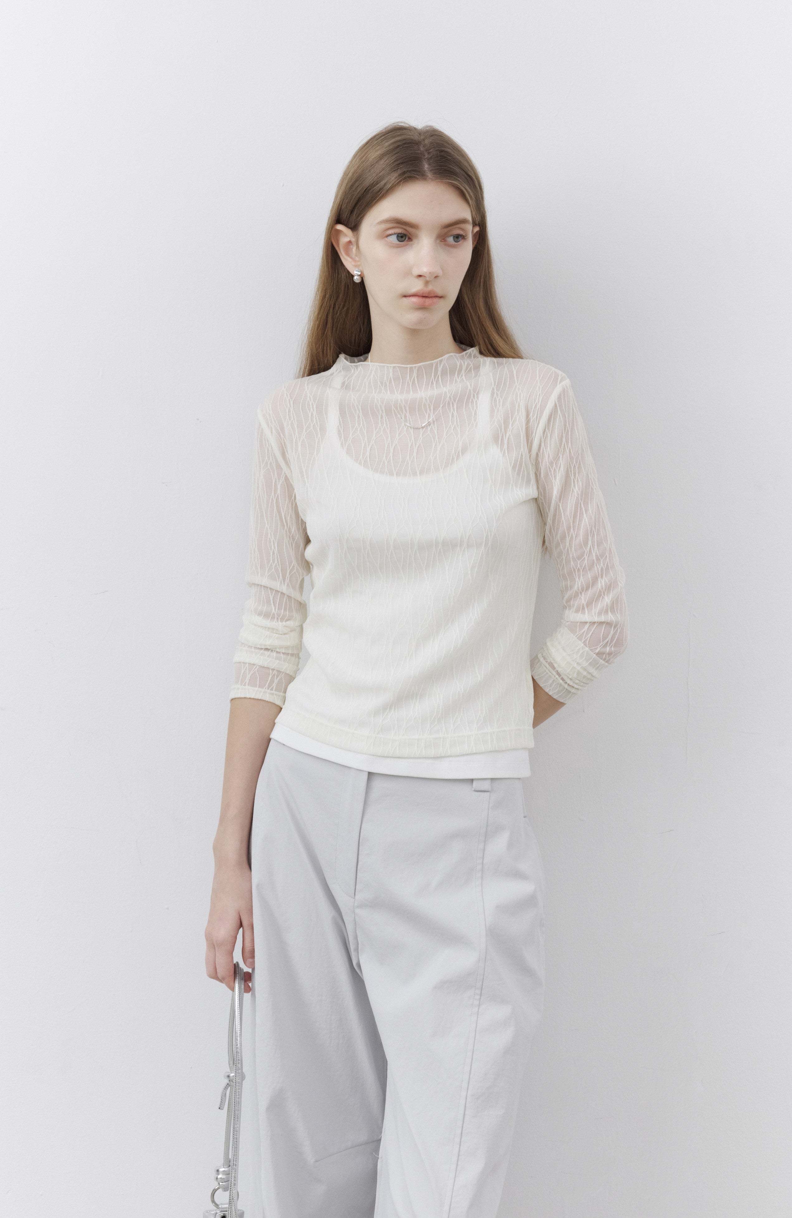 TREE JACQUARD SHEER TOP / ツリージャカードシアートップ