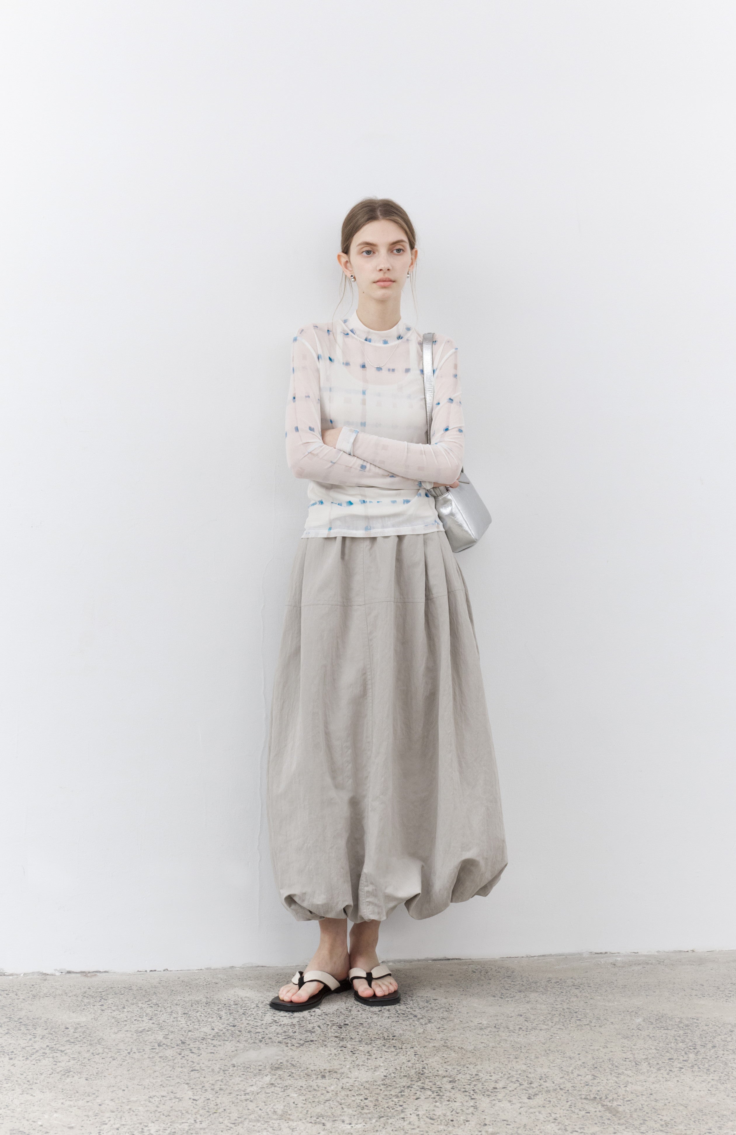 WATER PLAID SHEER TOP / ウォーターチェックシアートップ