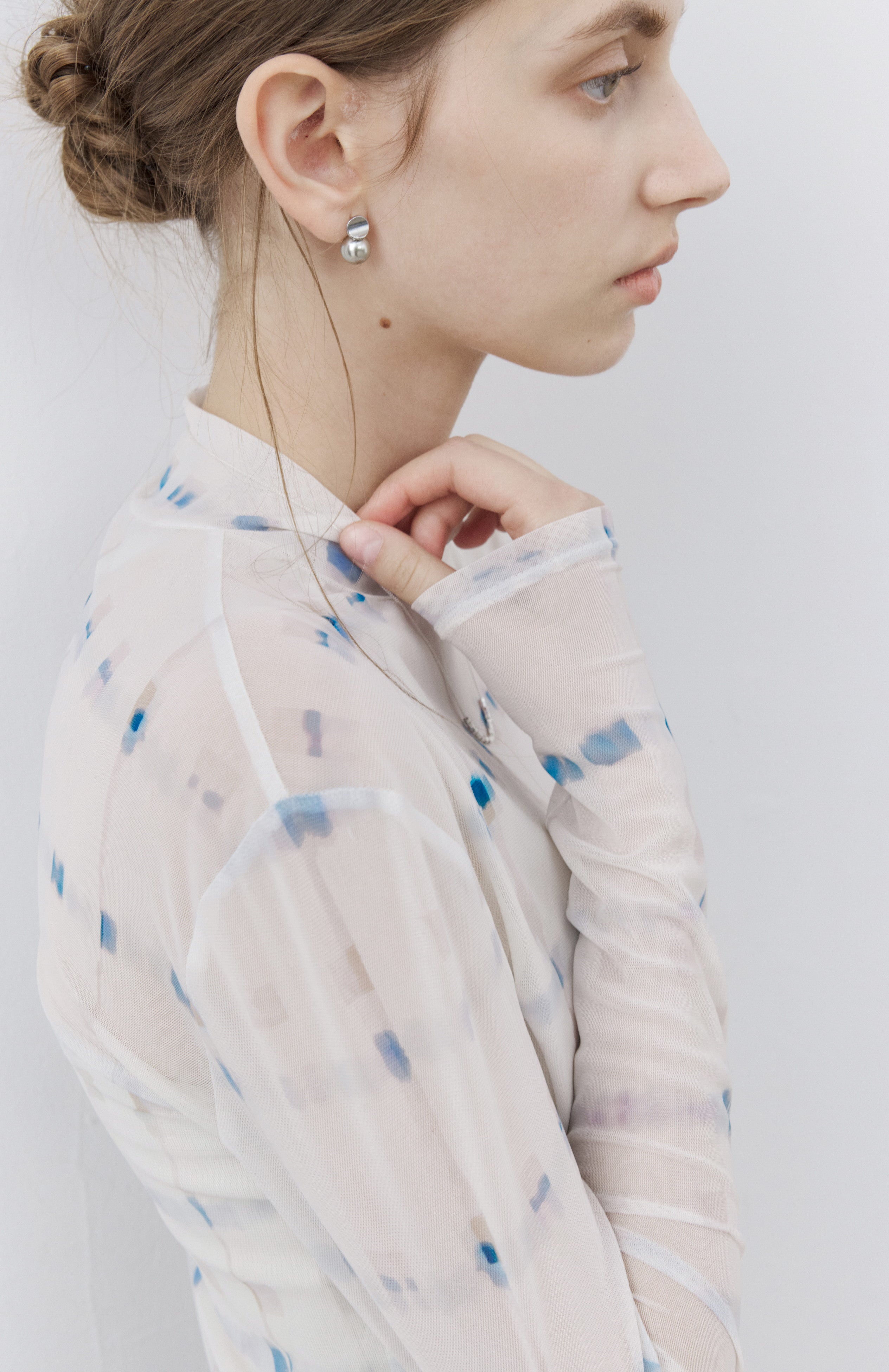 WATER PLAID SHEER TOP / ウォーターチェックシアートップ