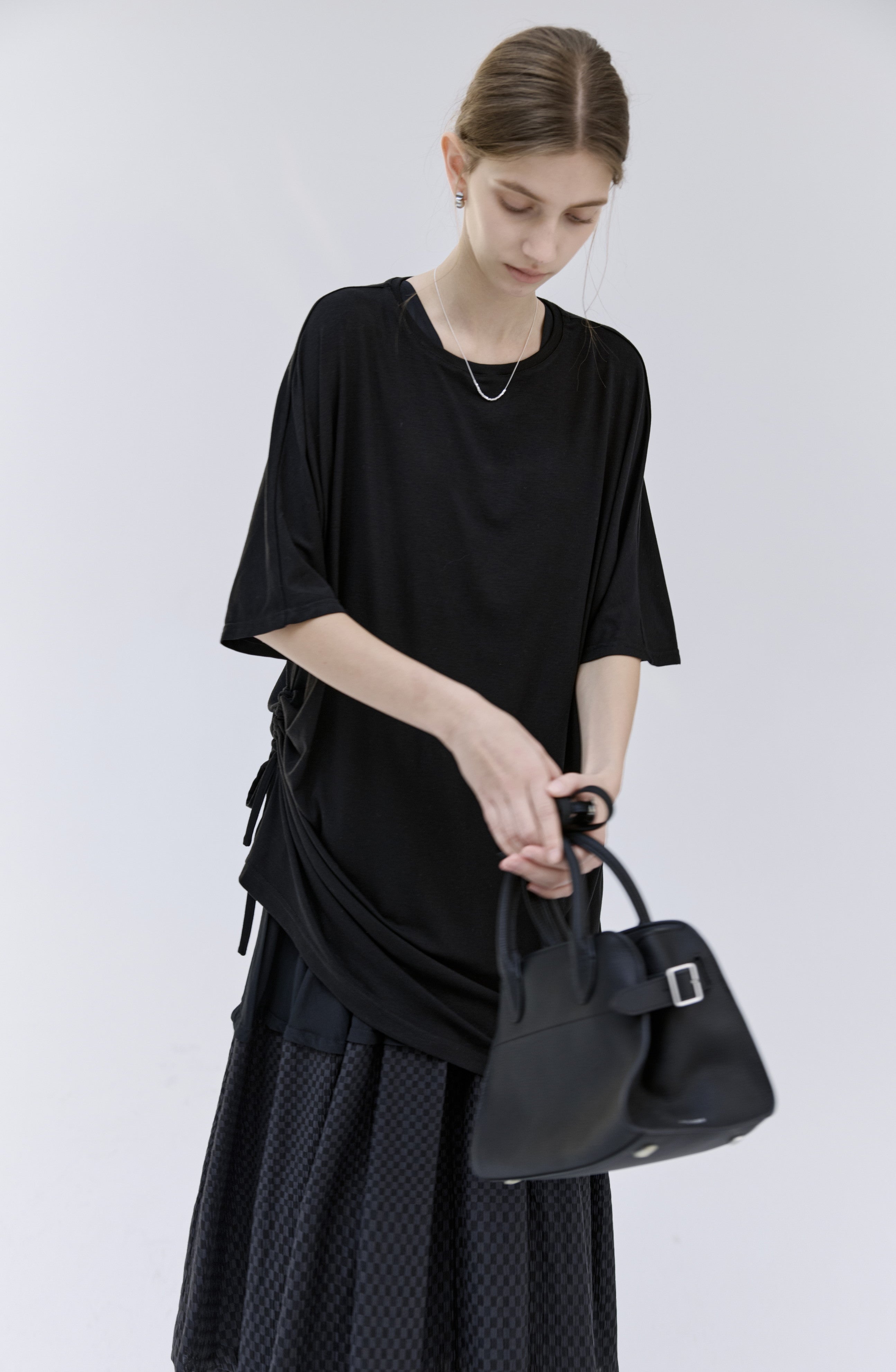 DRAWSTRING DRAPE T-SHIRT / ドローストリングドレープTシャツ