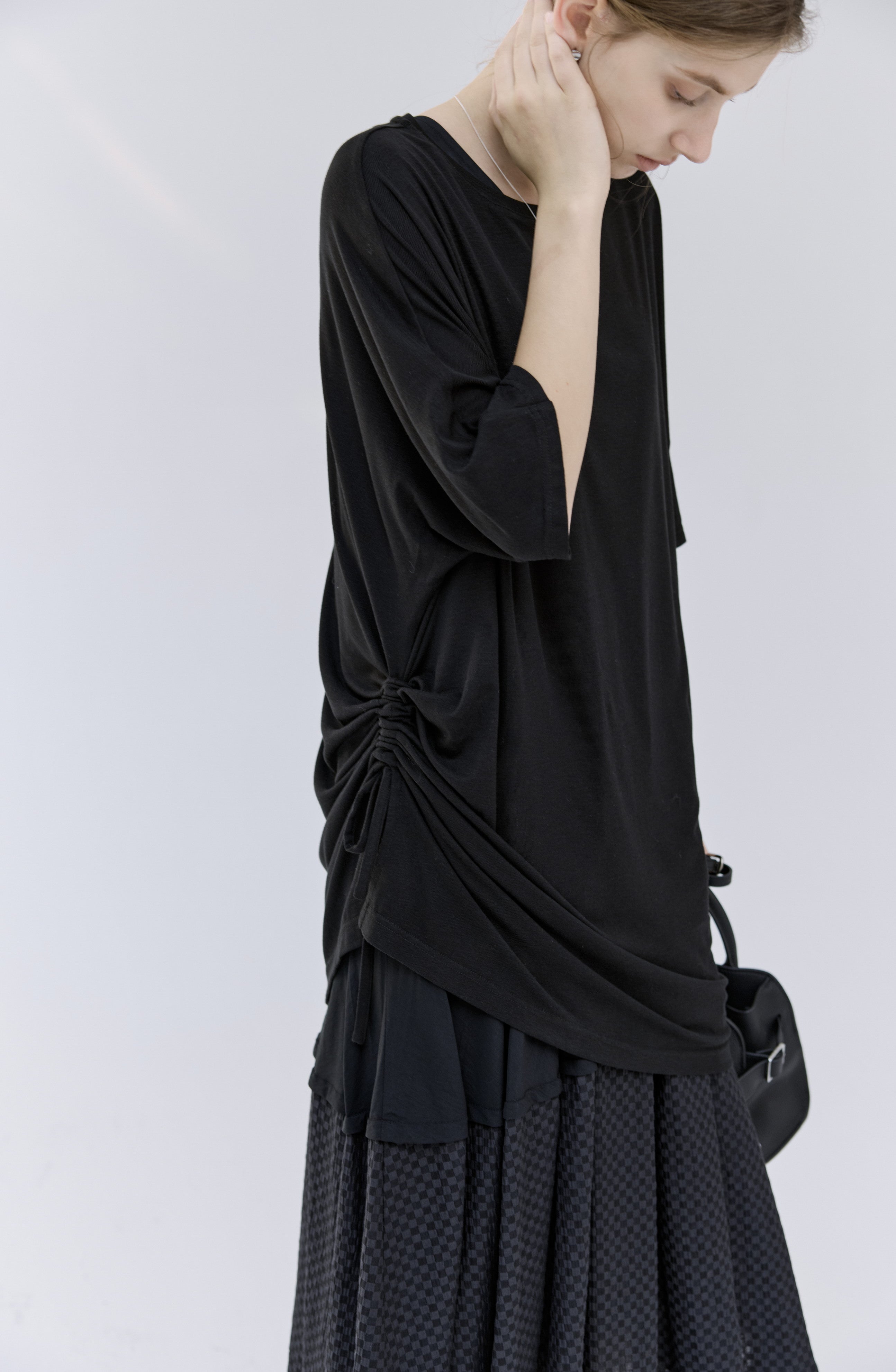 DRAWSTRING DRAPE T-SHIRT / ドローストリングドレープTシャツ