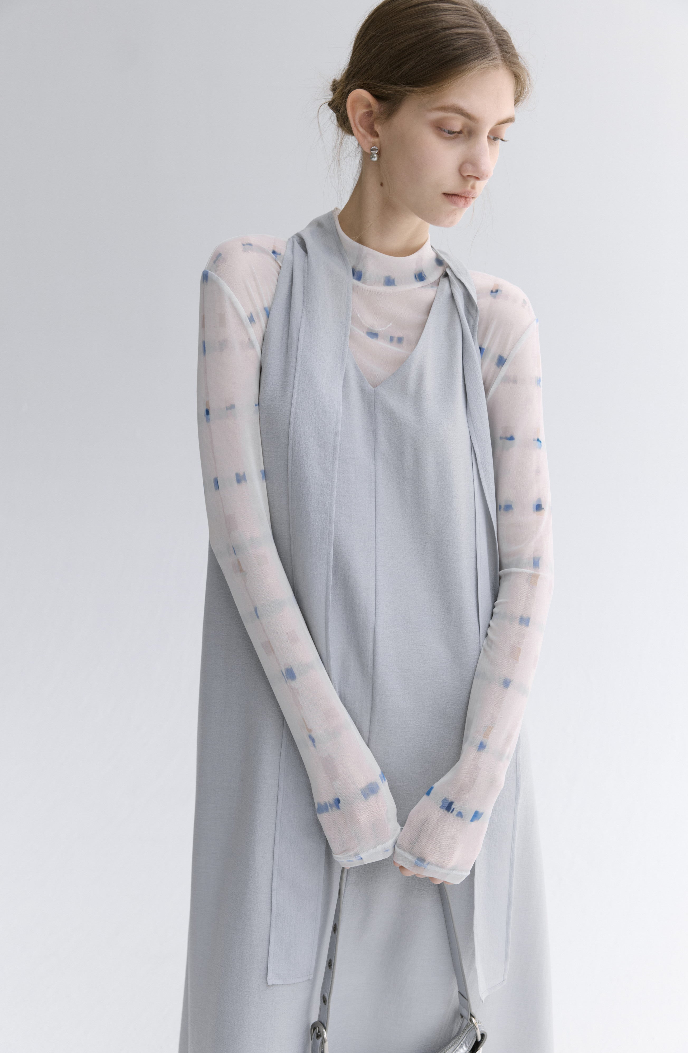 WATER PLAID SHEER TOP / ウォーターチェックシアートップ