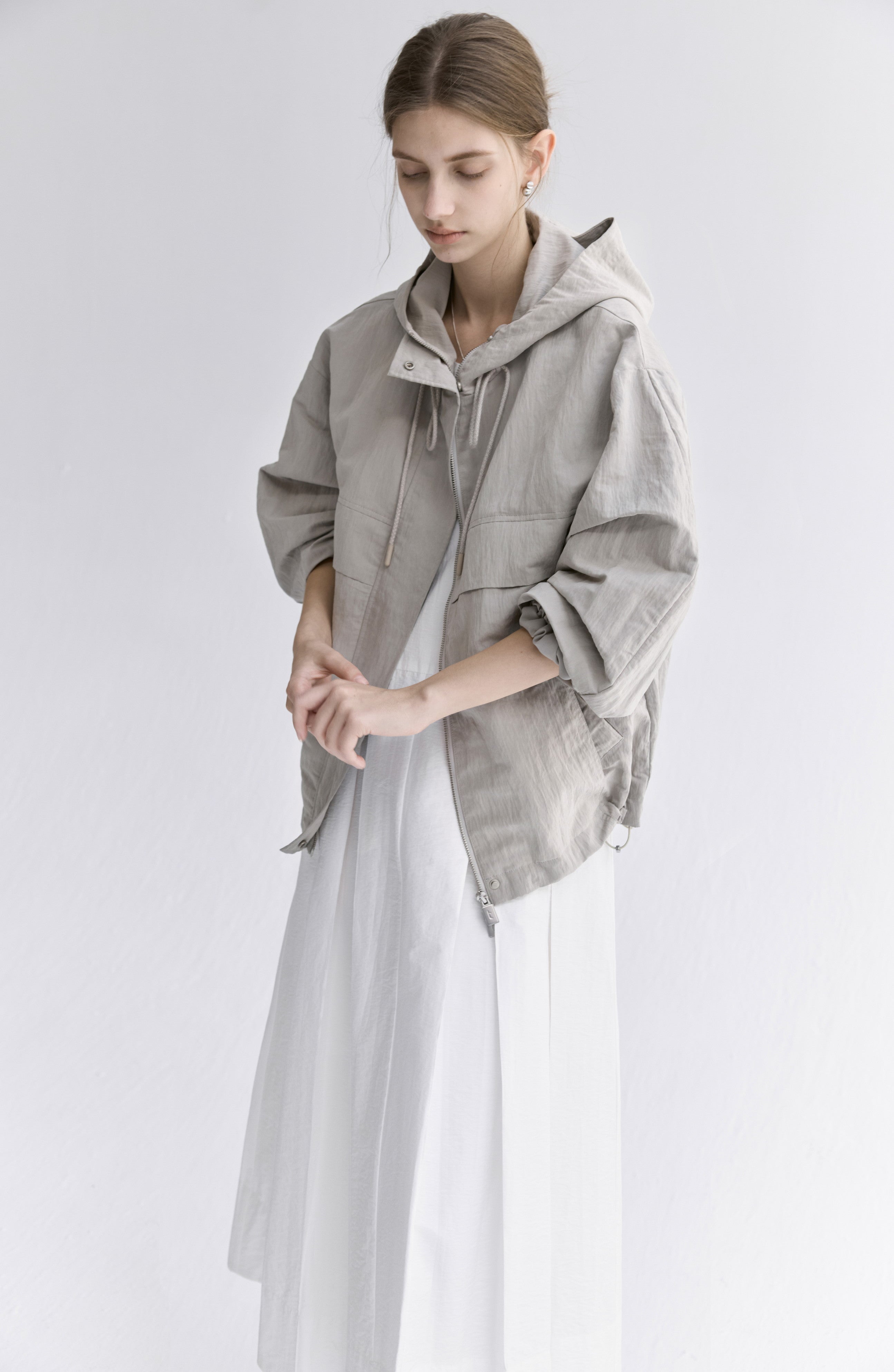 STRING HOOD WRINKLE BLOUSON / 스트링 푸드 링클 블루존