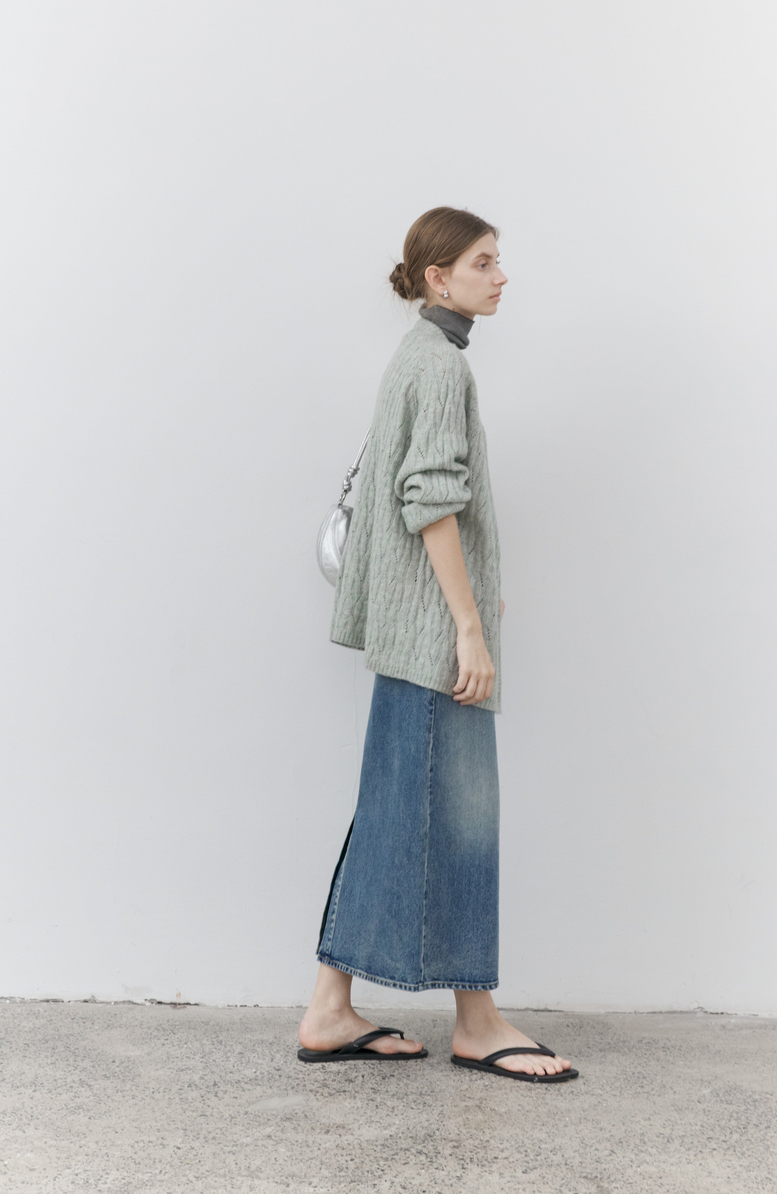 BASIC SLIT DENIM SKIRT
