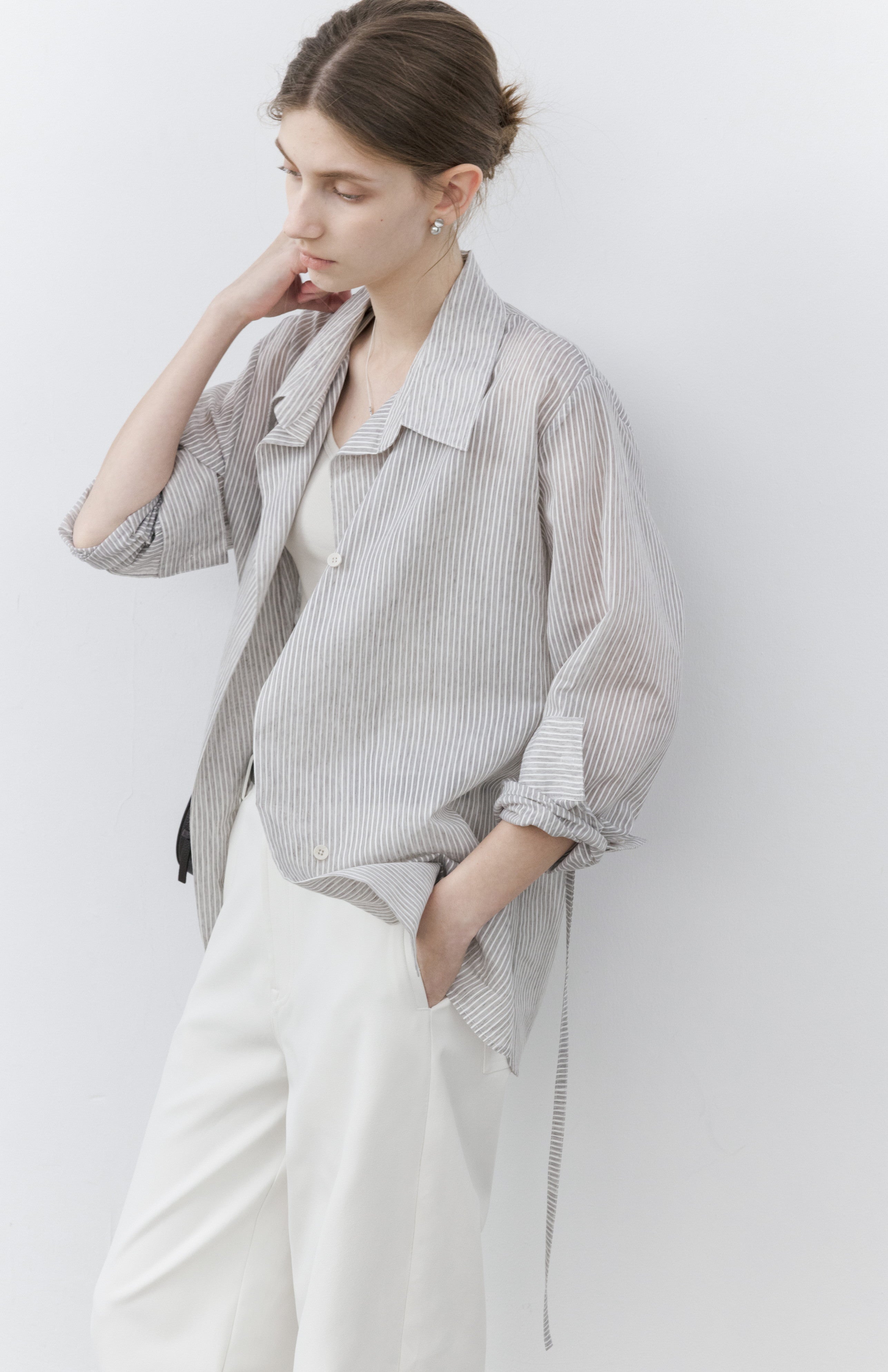 STRING MARK STRIPE SHIRT / ストリングマークストライプシャツ