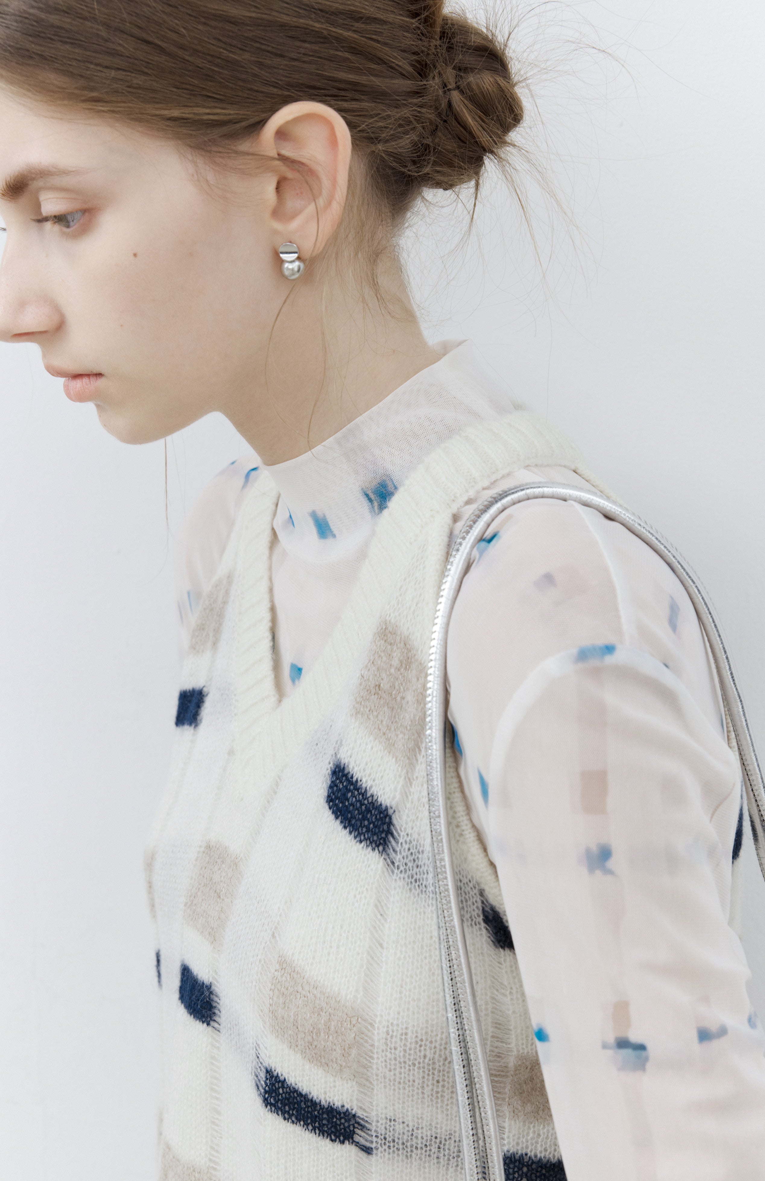 WATER PLAID SHEER TOP / ウォーターチェックシアートップ