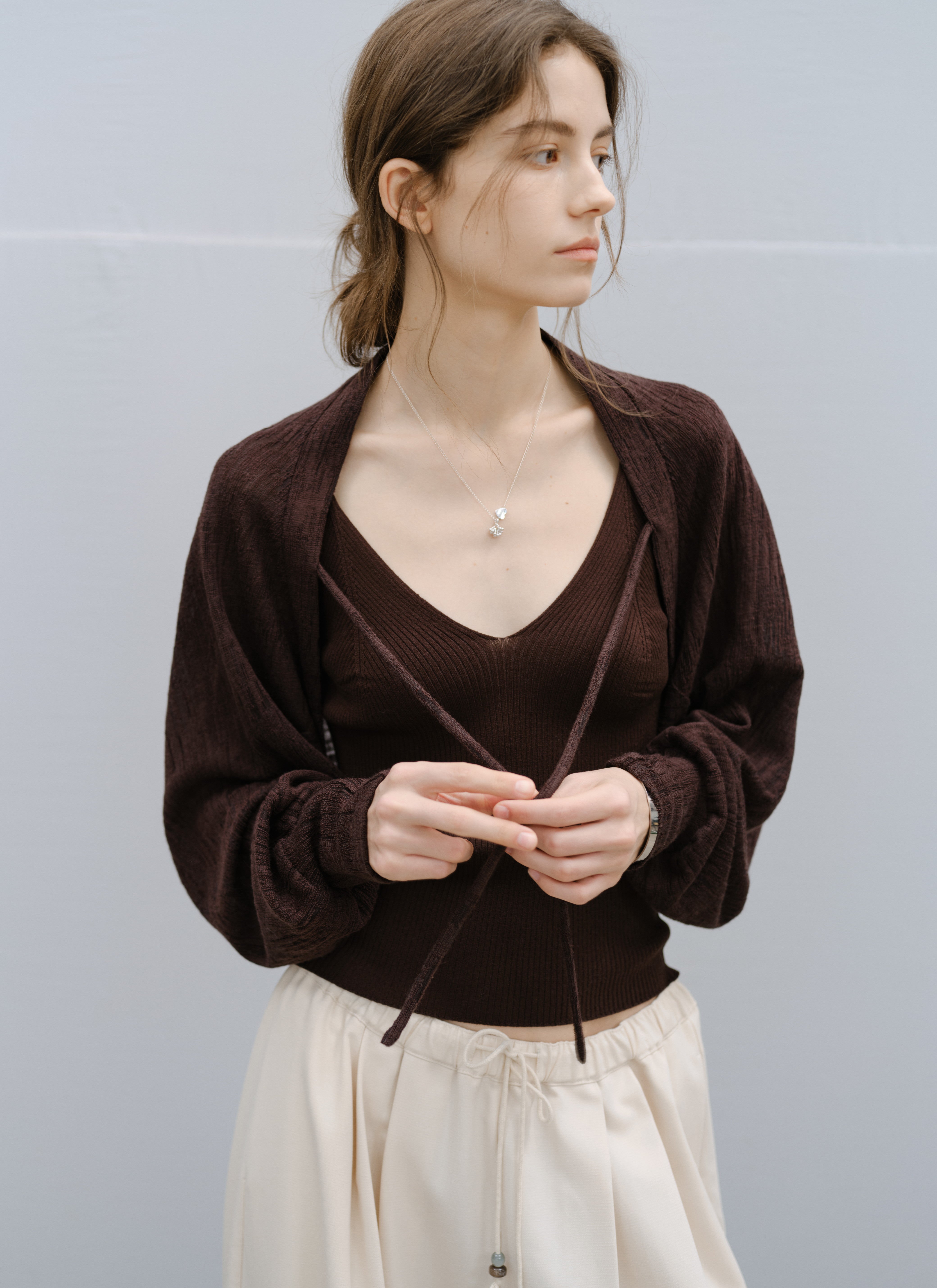 DRAPE SHORT BOLERO CARDIGAN / ドレープショートボレロカーディガン