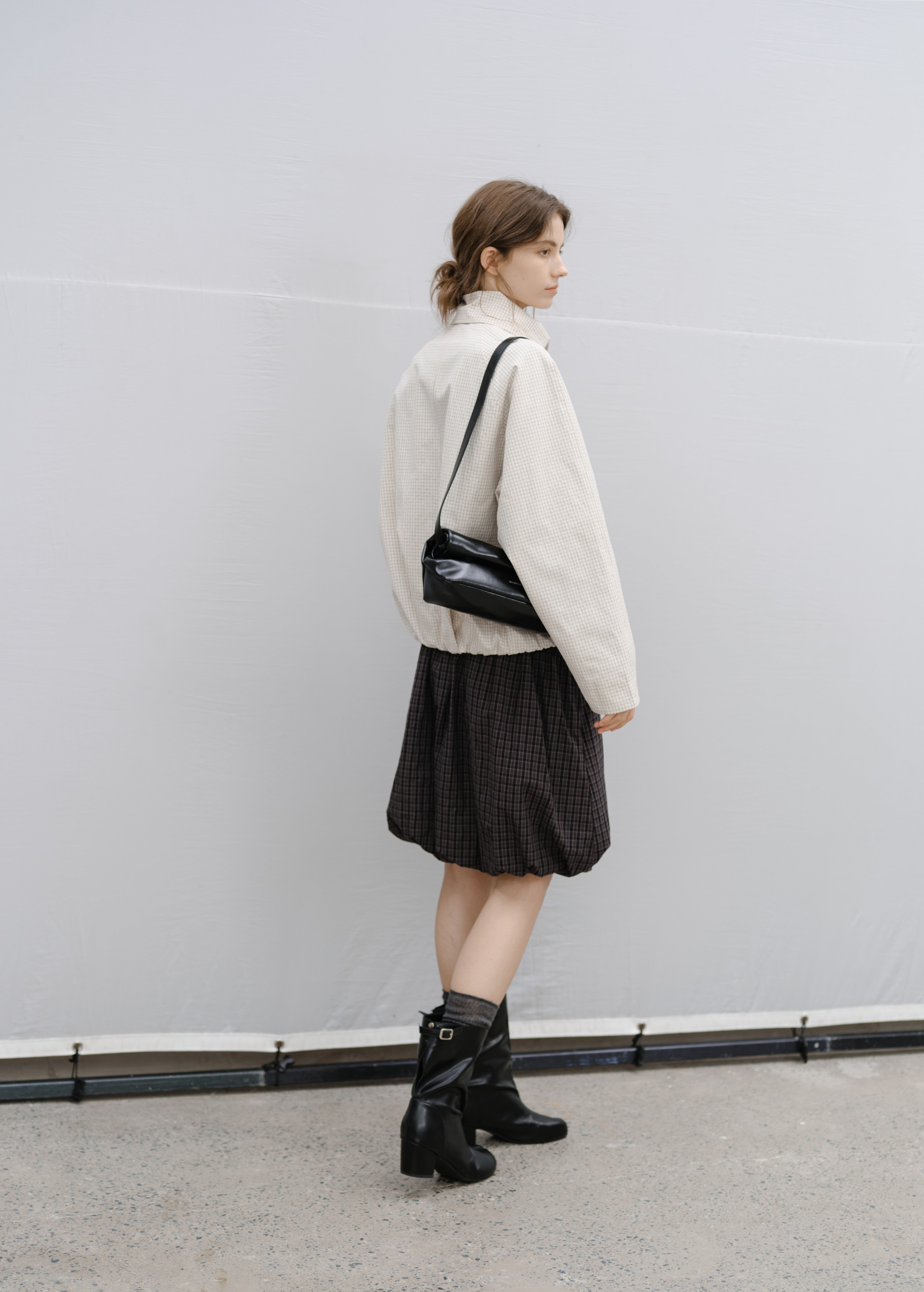 WRAP LAPEL PLAID TRENCH