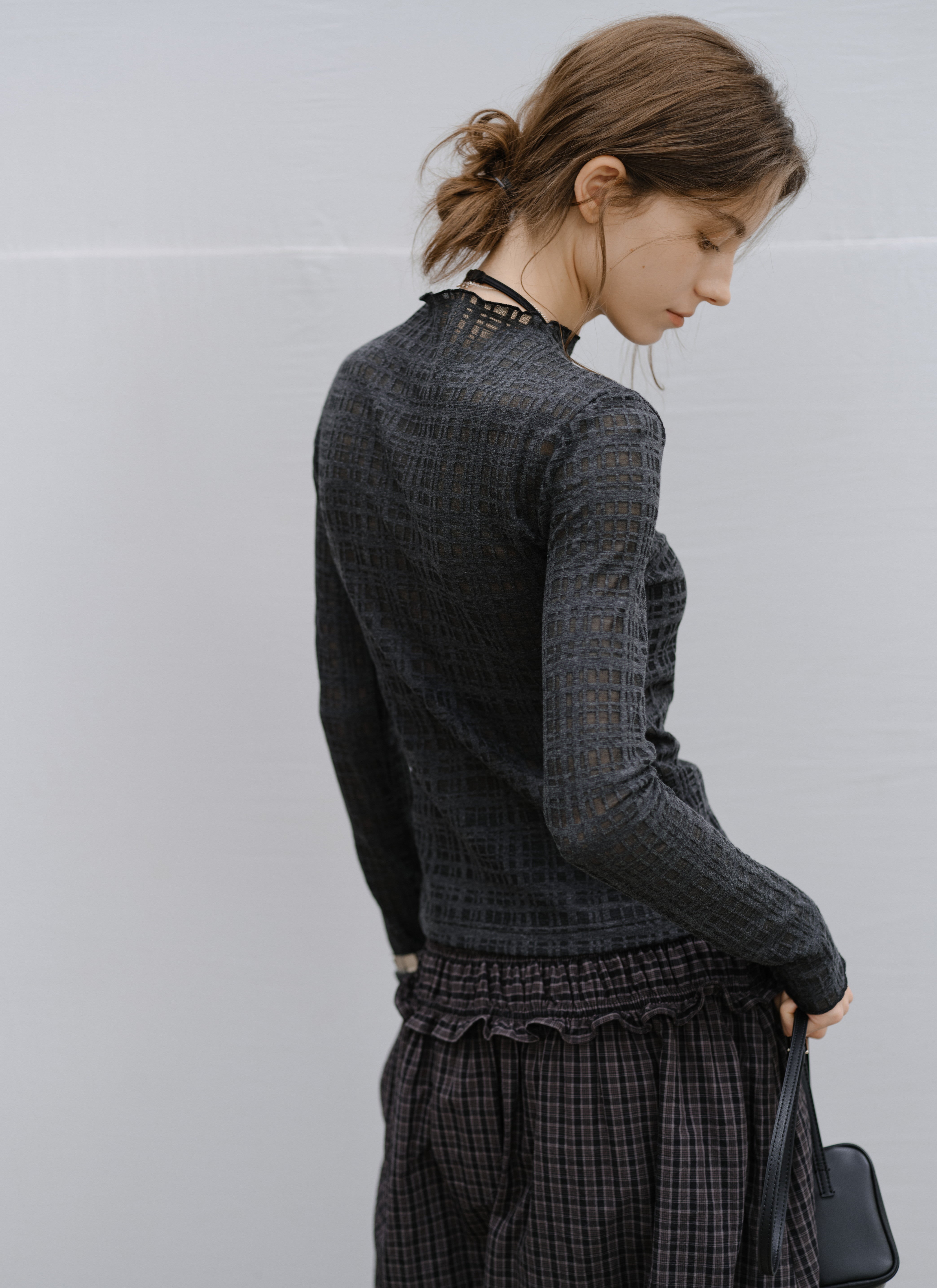 SHEER NET JACQUARD TOP