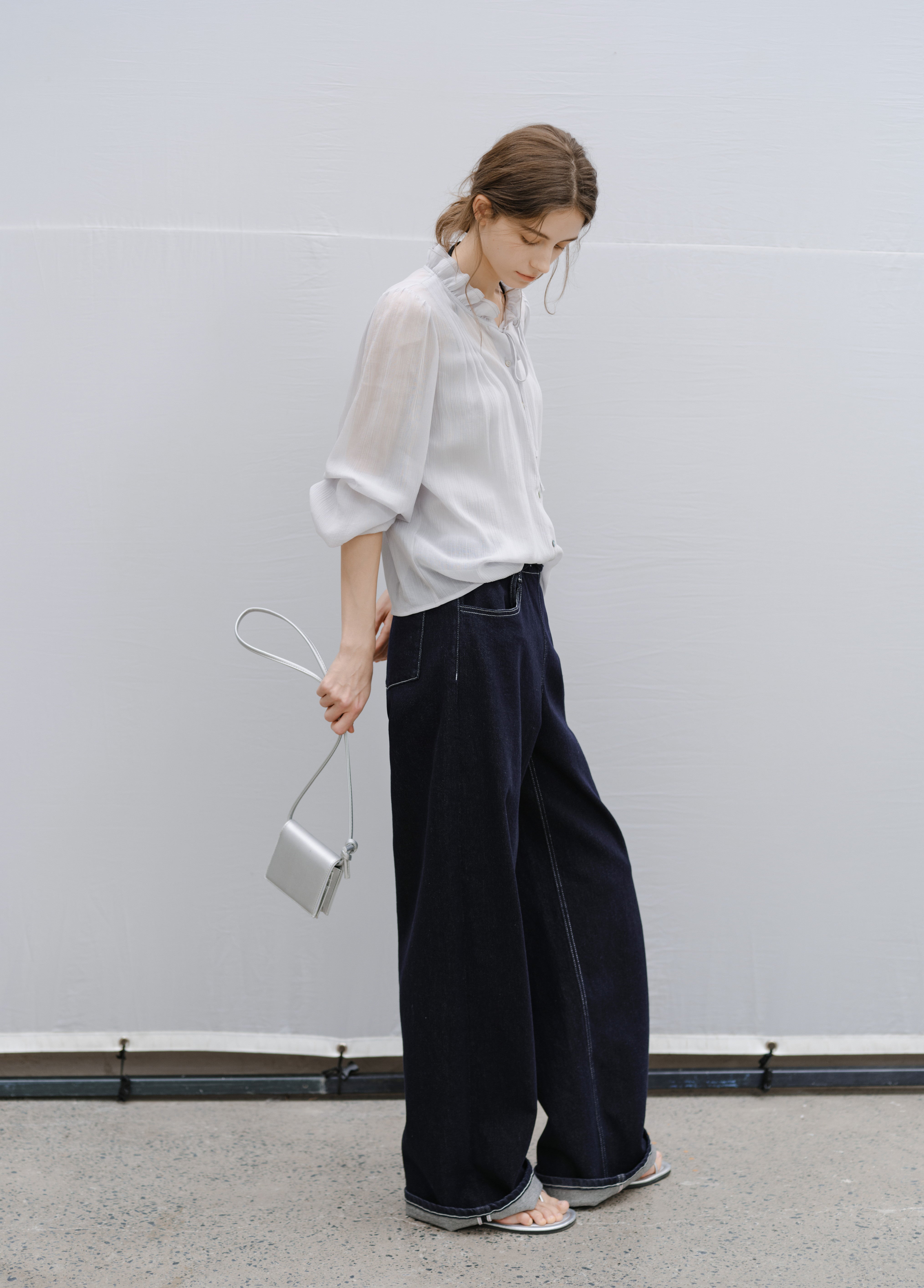 CONTRAST STITCH WIDE JEANS / 콘트라스트 스티치 와이드 청바지