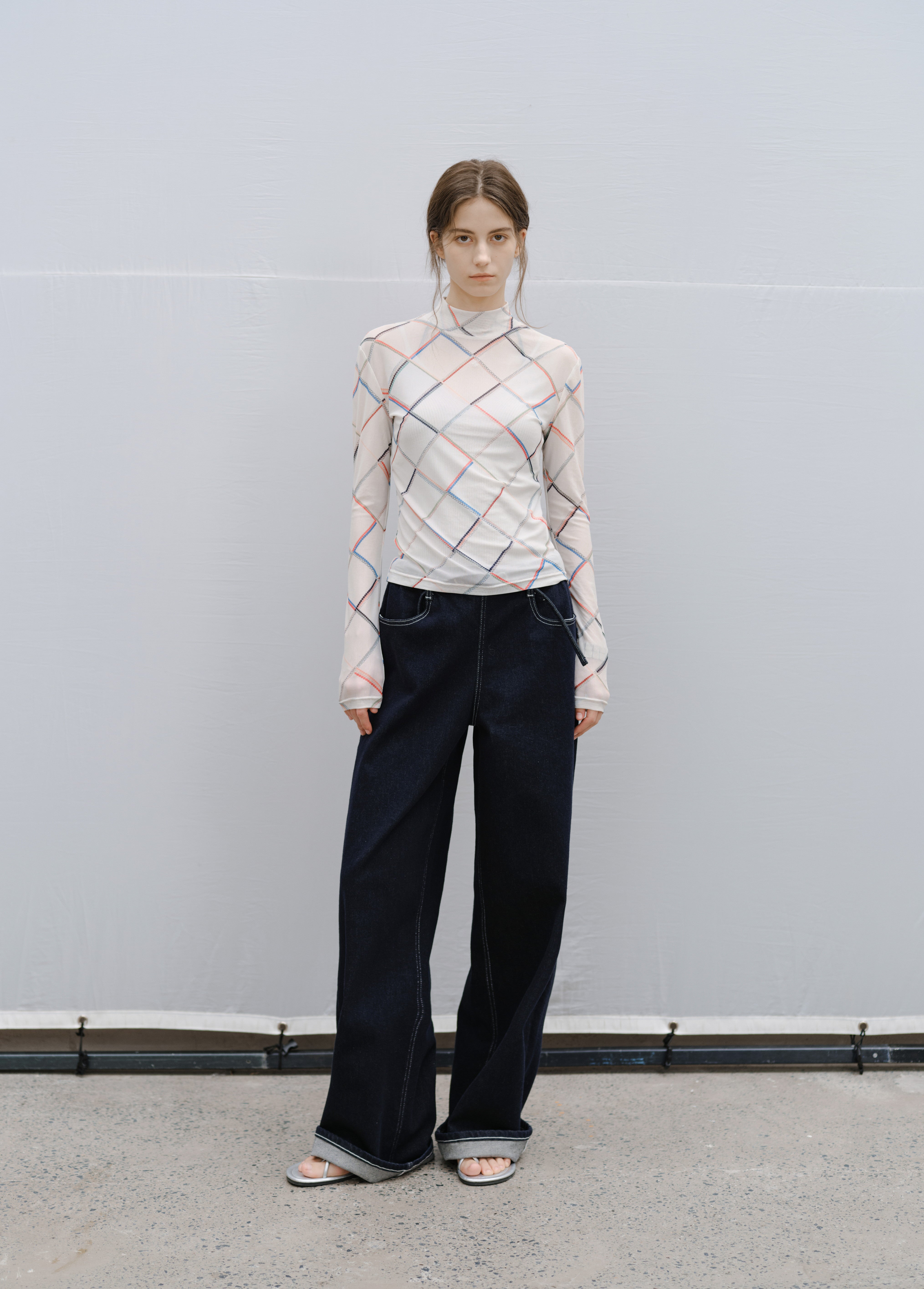 GRID DESIGN SHEER TOP / グリッドデザインシアートップ