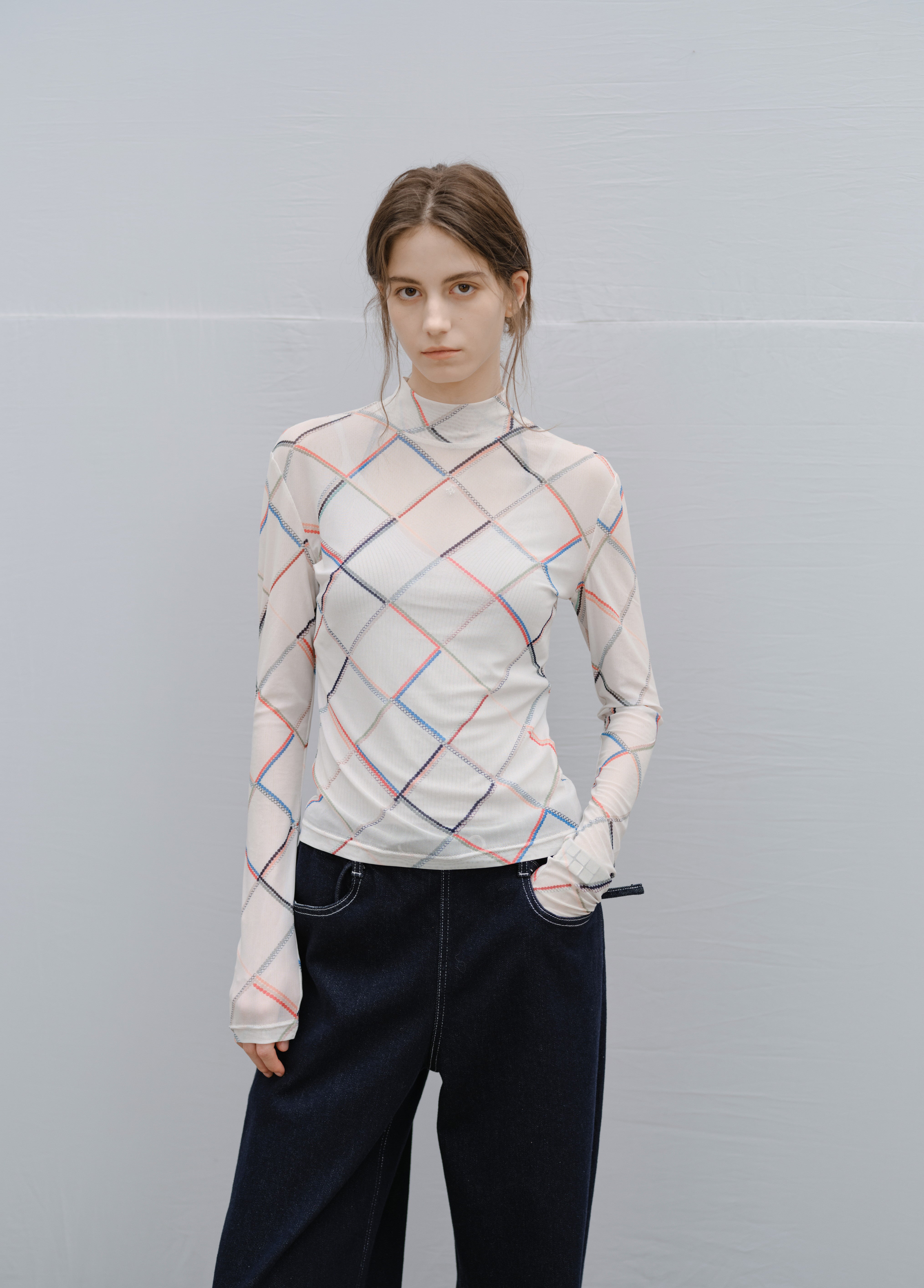 GRID DESIGN SHEER TOP / グリッドデザインシアートップ