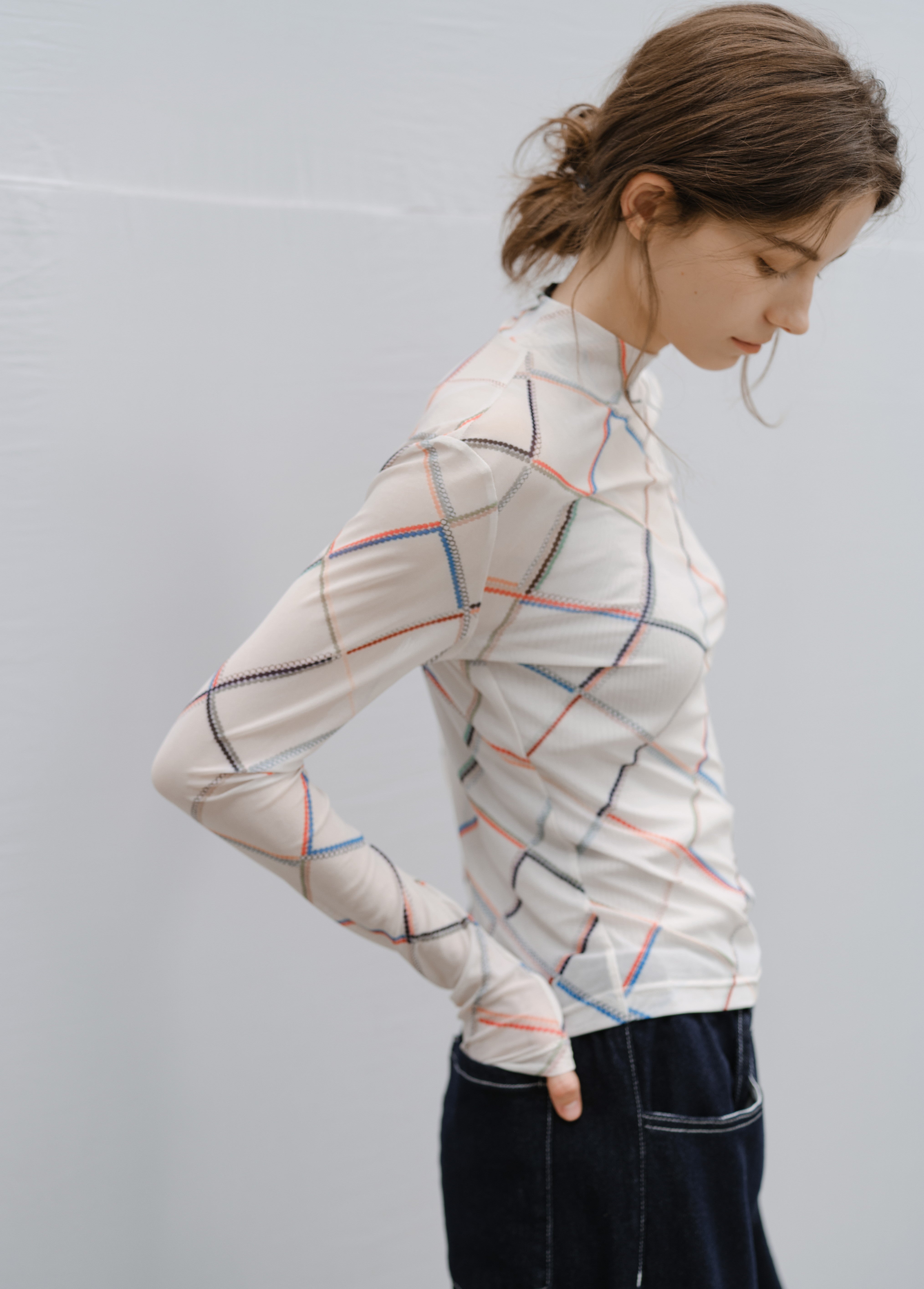 GRID DESIGN SHEER TOP / グリッドデザインシアートップ