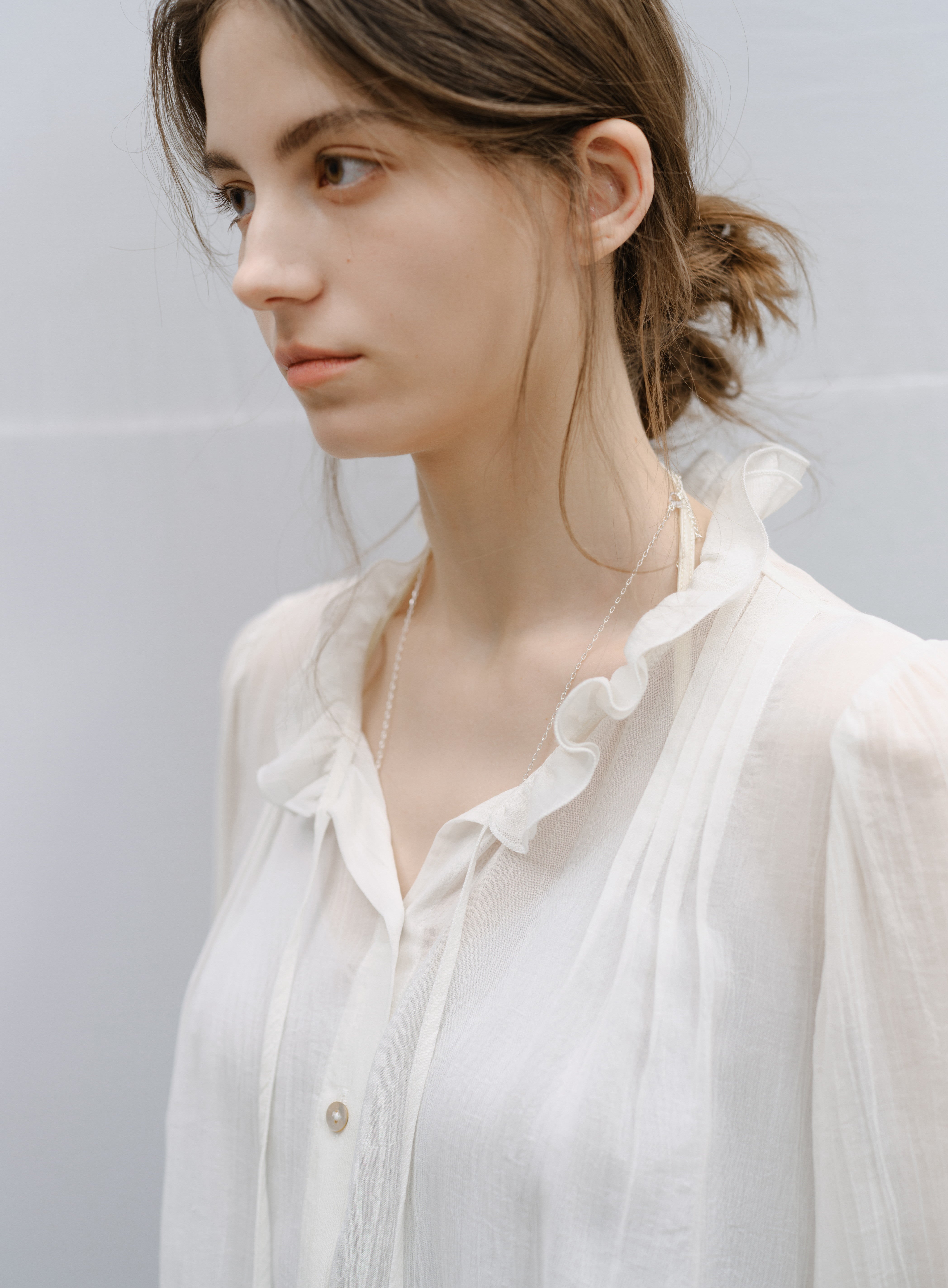 SHEER FRILL DRAPE BLOUSE / シアーフリルドレープブラウス