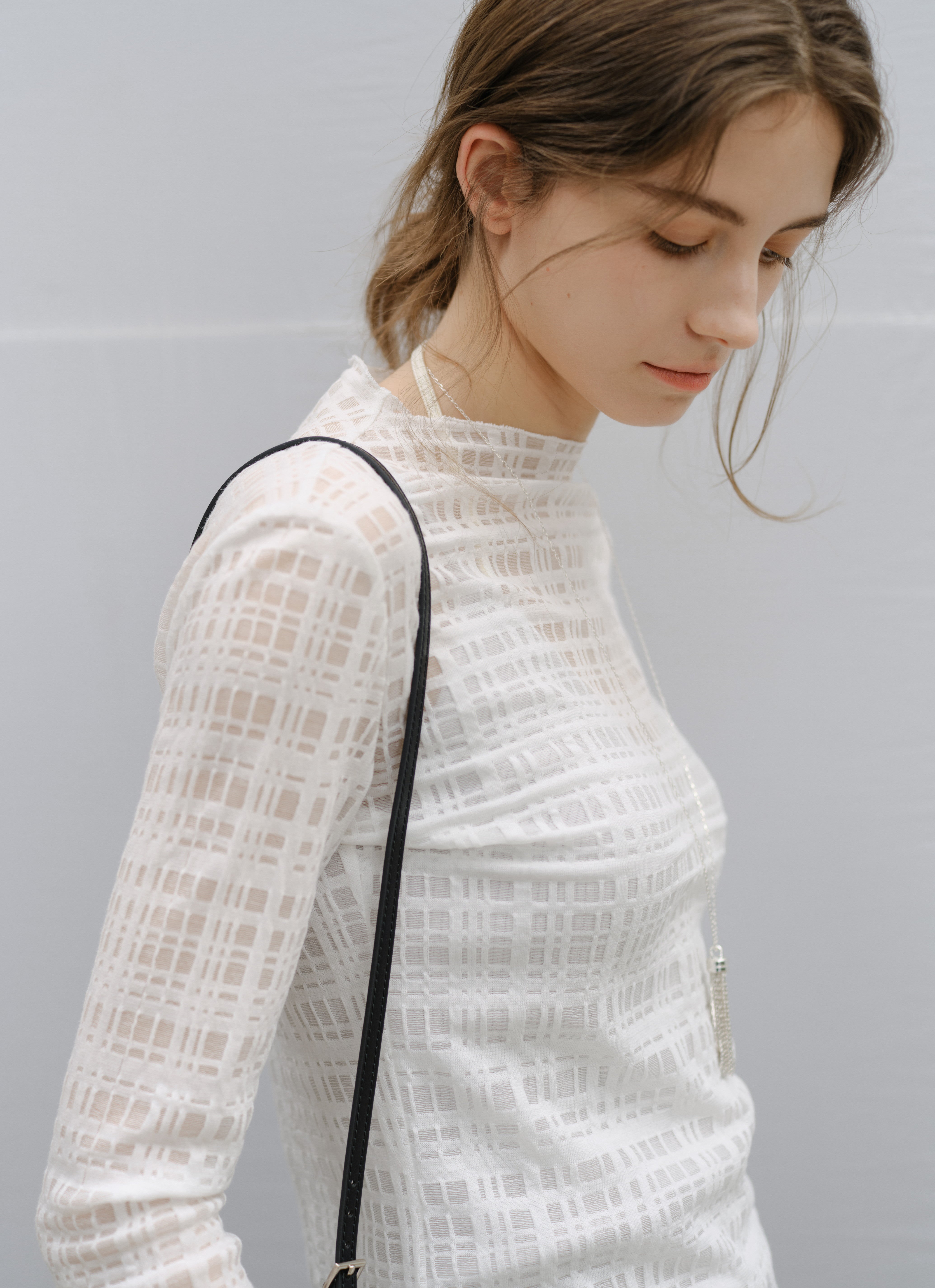 SHEER NET JACQUARD TOP