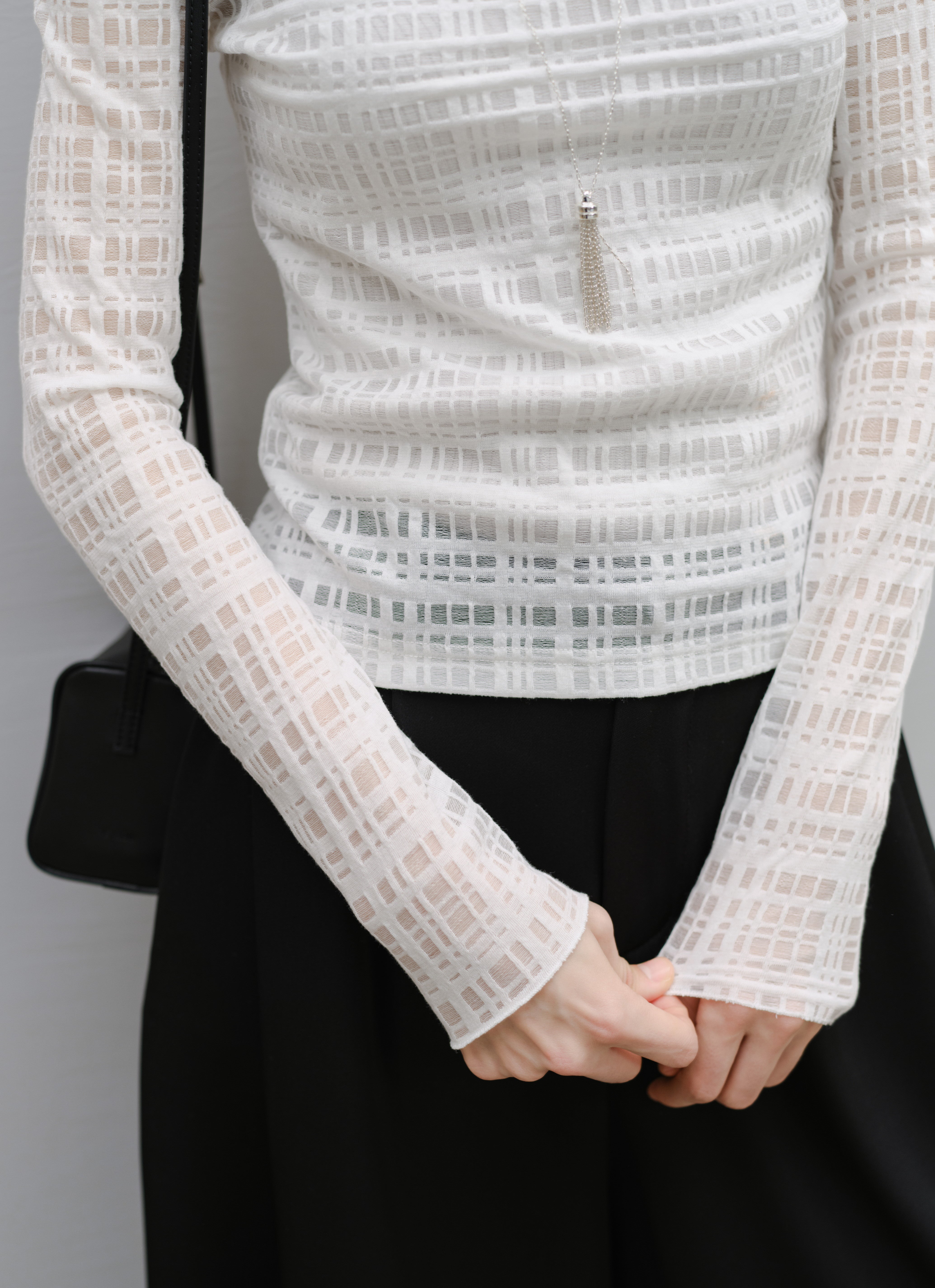 SHEER NET JACQUARD TOP