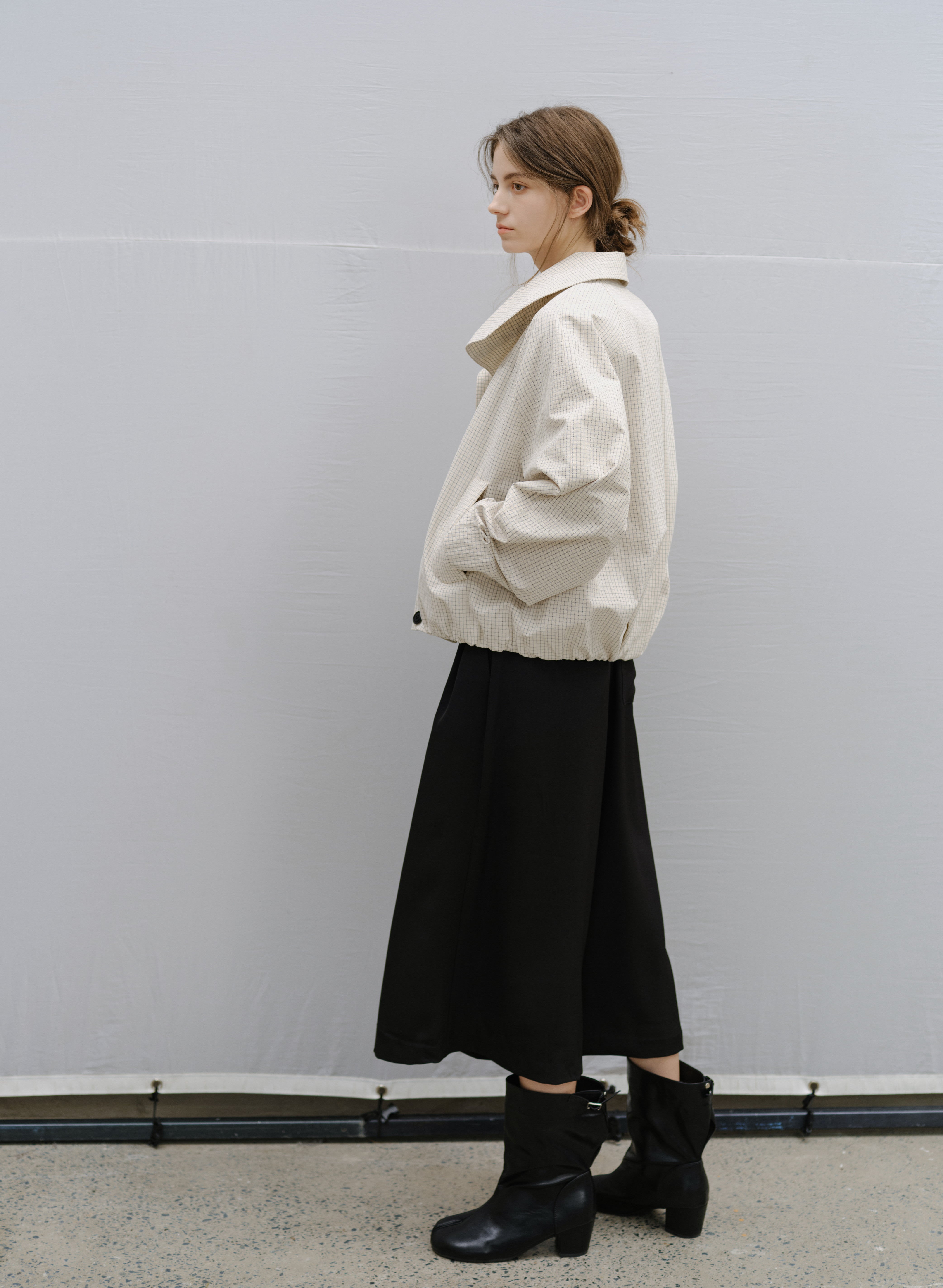 WRAP LAPEL PLAID TRENCH