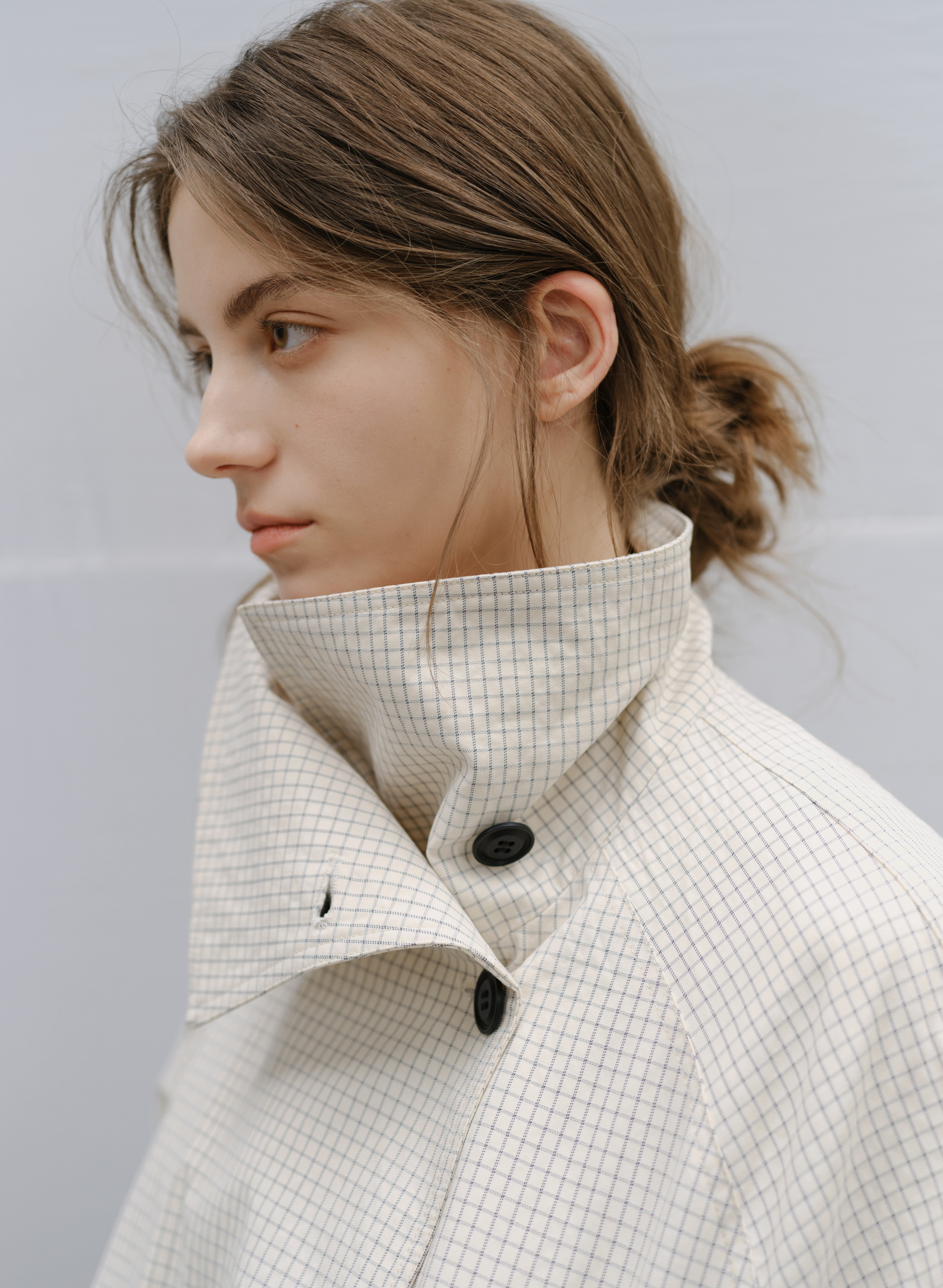 WRAP LAPEL PLAID TRENCH