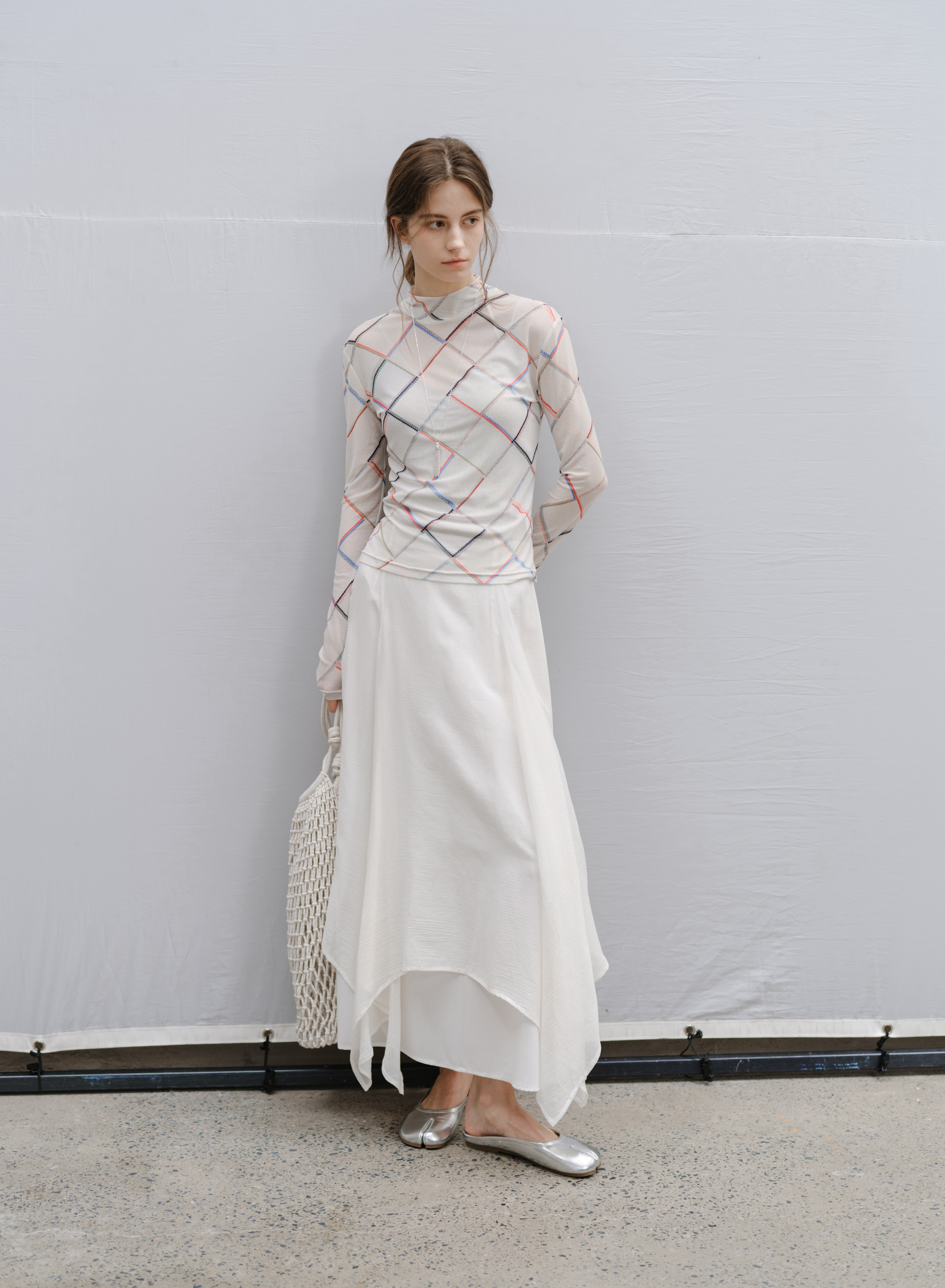 GRID DESIGN SHEER TOP / グリッドデザインシアートップ