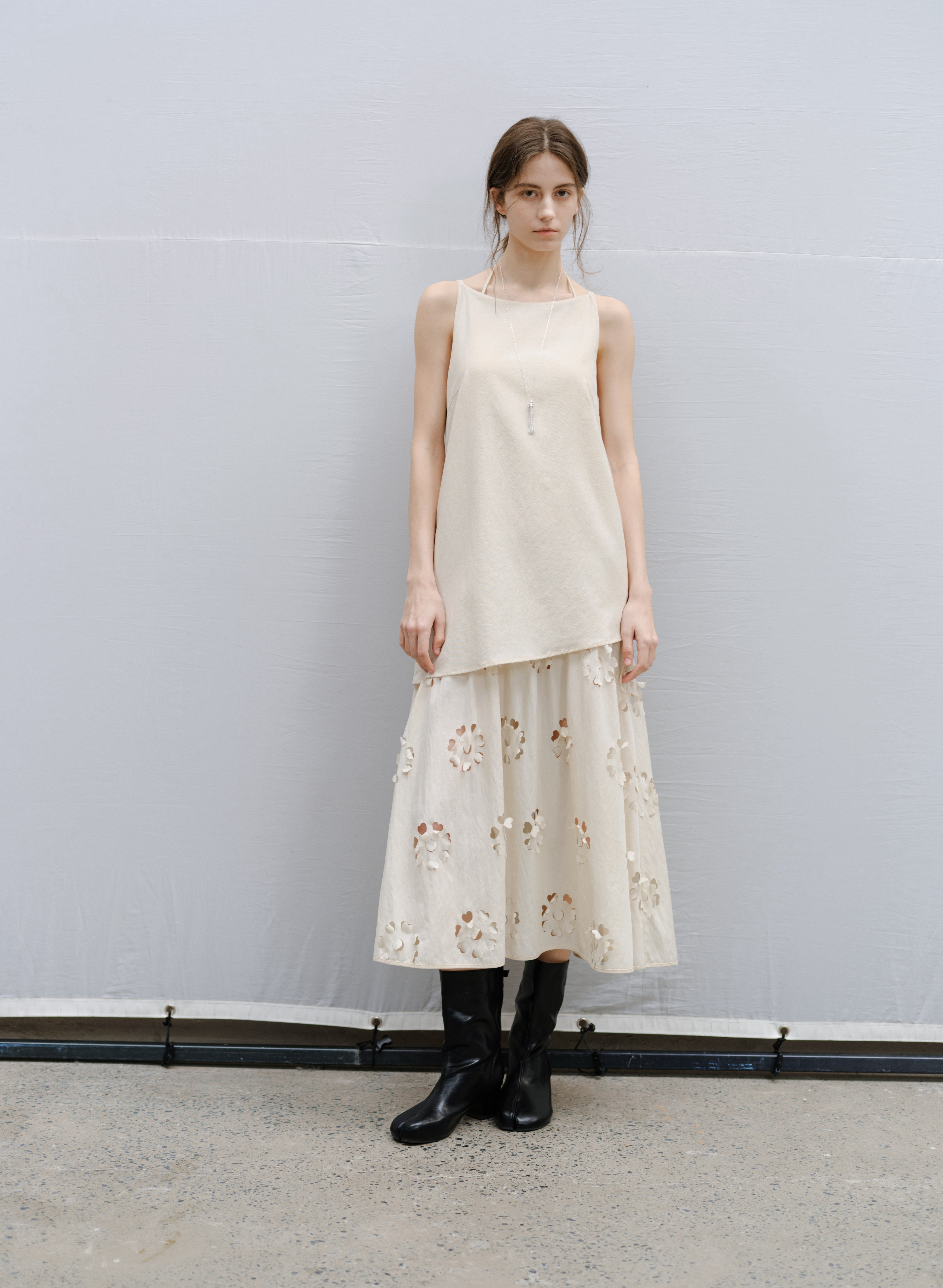 FLOWER CUT DOCKING DRESS / フラワーカットドッキングワンピース