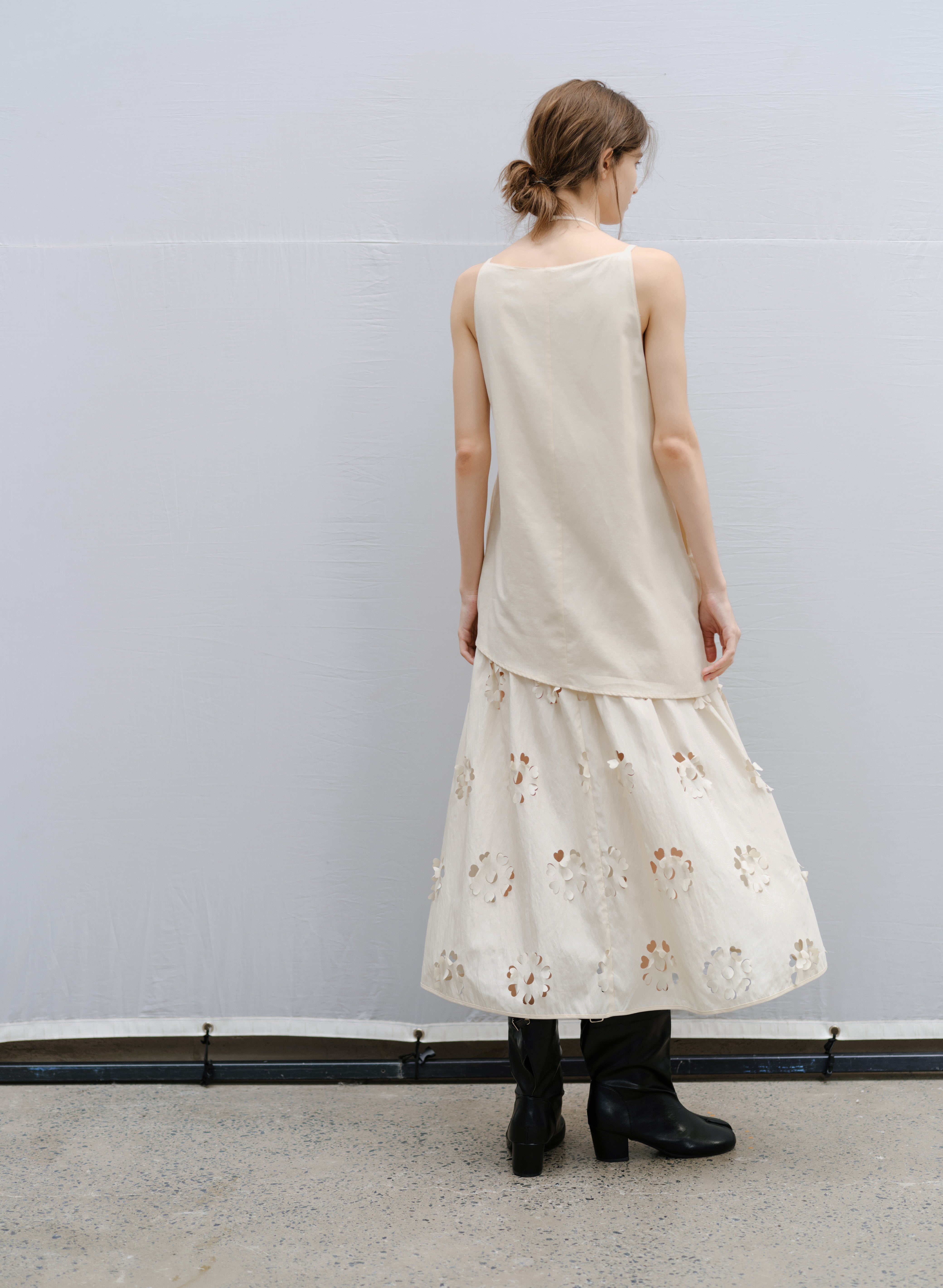 FLOWER CUT DOCKING DRESS / フラワーカットドッキングワンピース