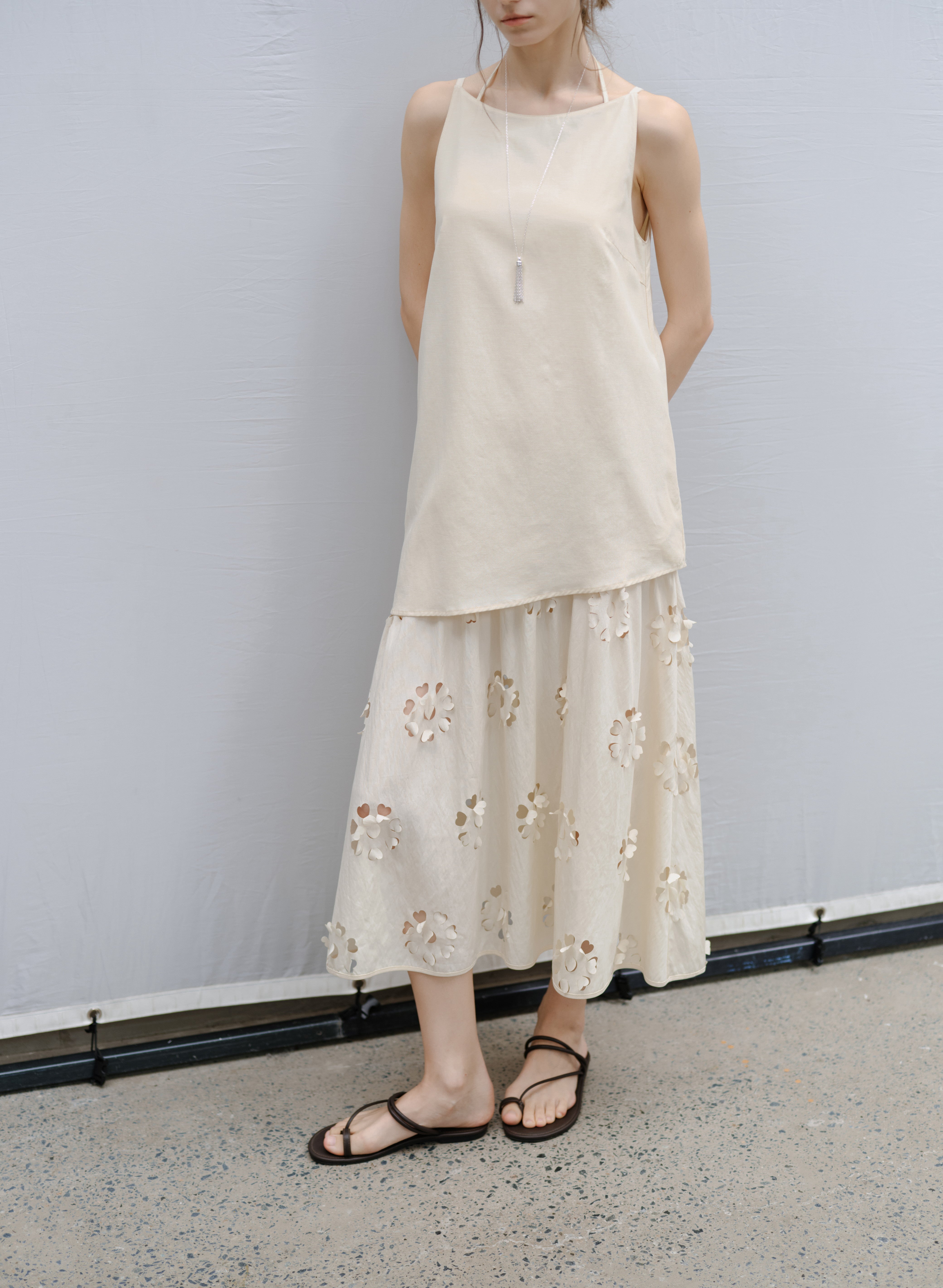 FLOWER CUT DOCKING DRESS / フラワーカットドッキングワンピース