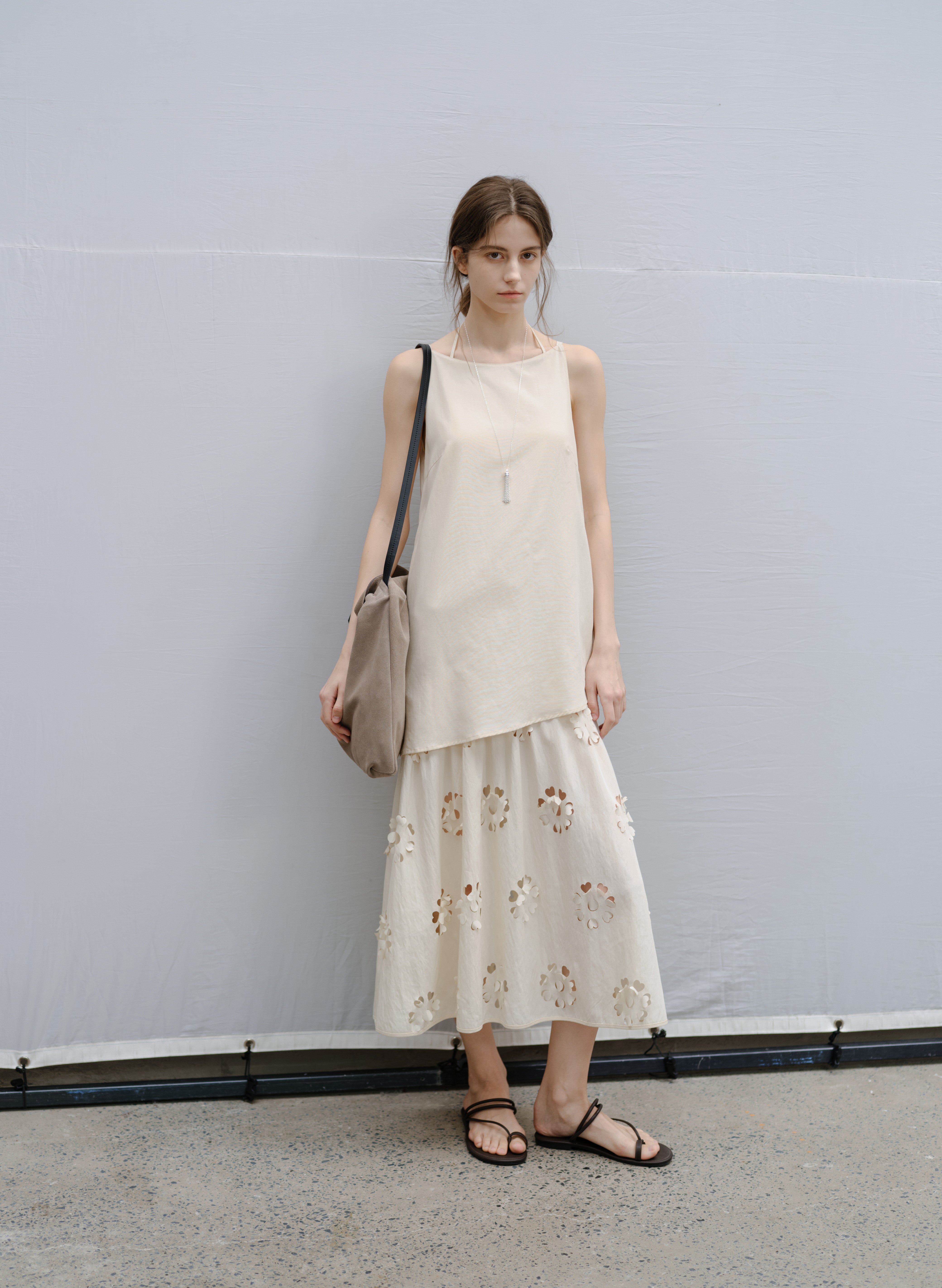 FLOWER CUT DOCKING DRESS / フラワーカットドッキングワンピース