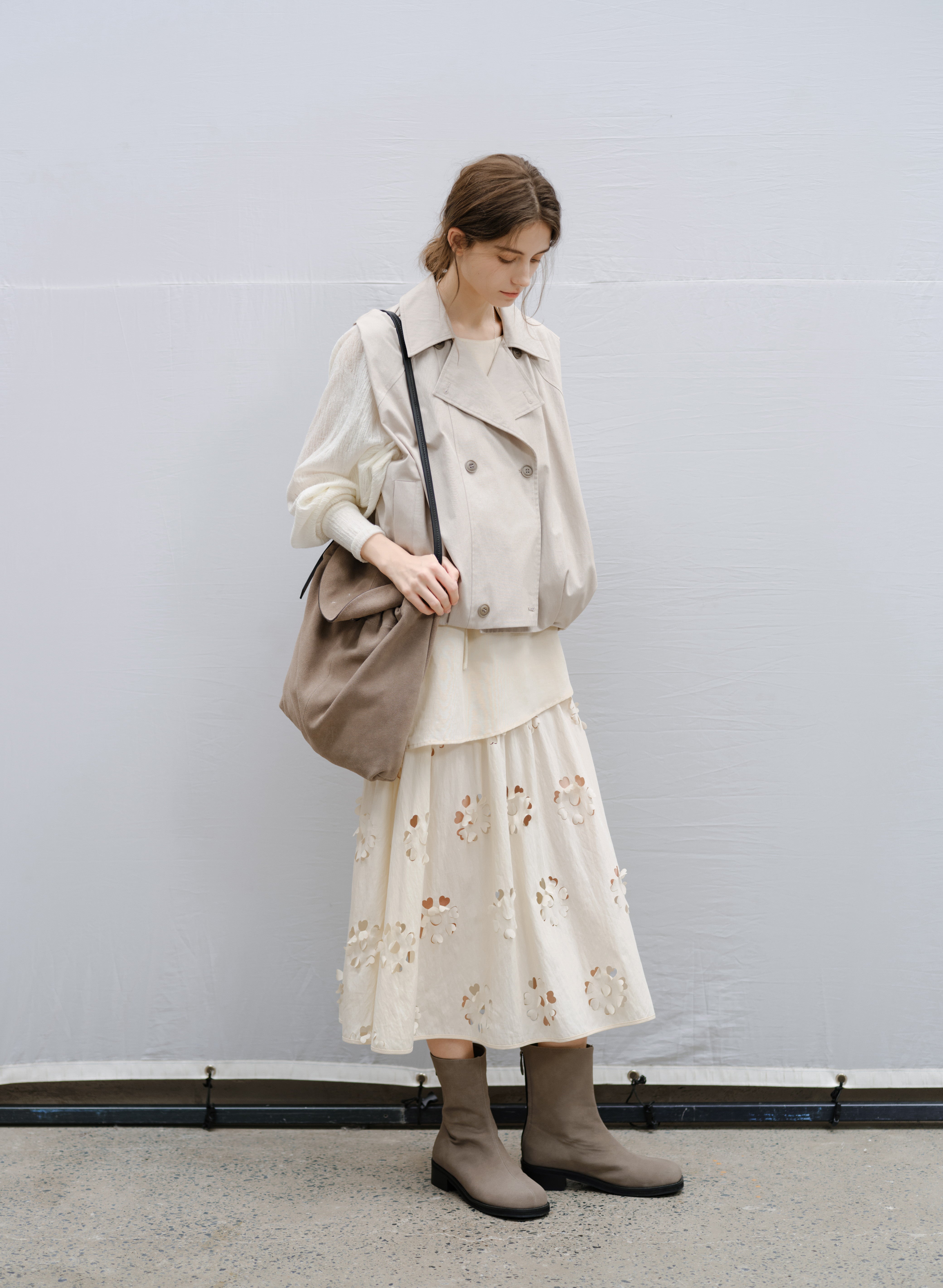 FLOWER CUT DOCKING DRESS / フラワーカットドッキングワンピース