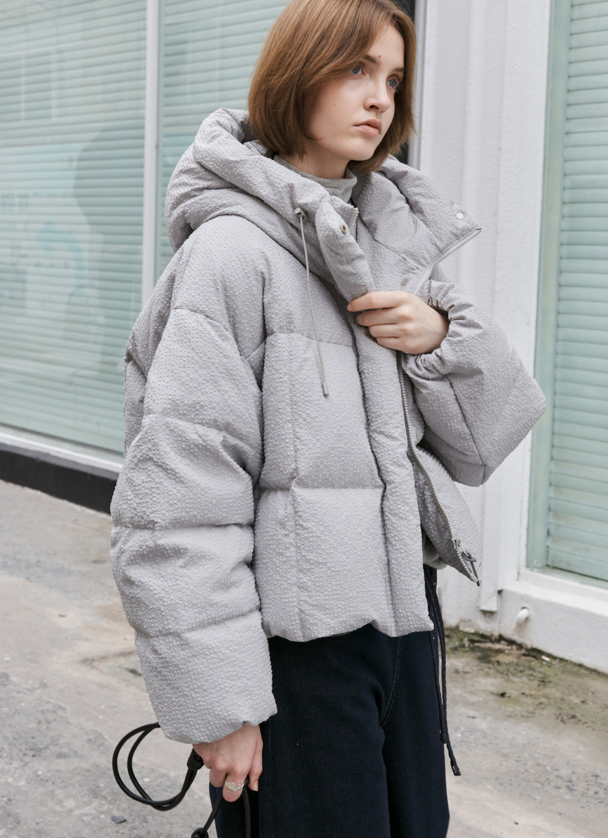 PUFF TEXTURE HOODED DOWN