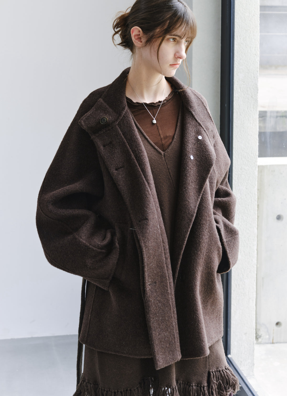 FEATHER WOOL100% MIDI COAT