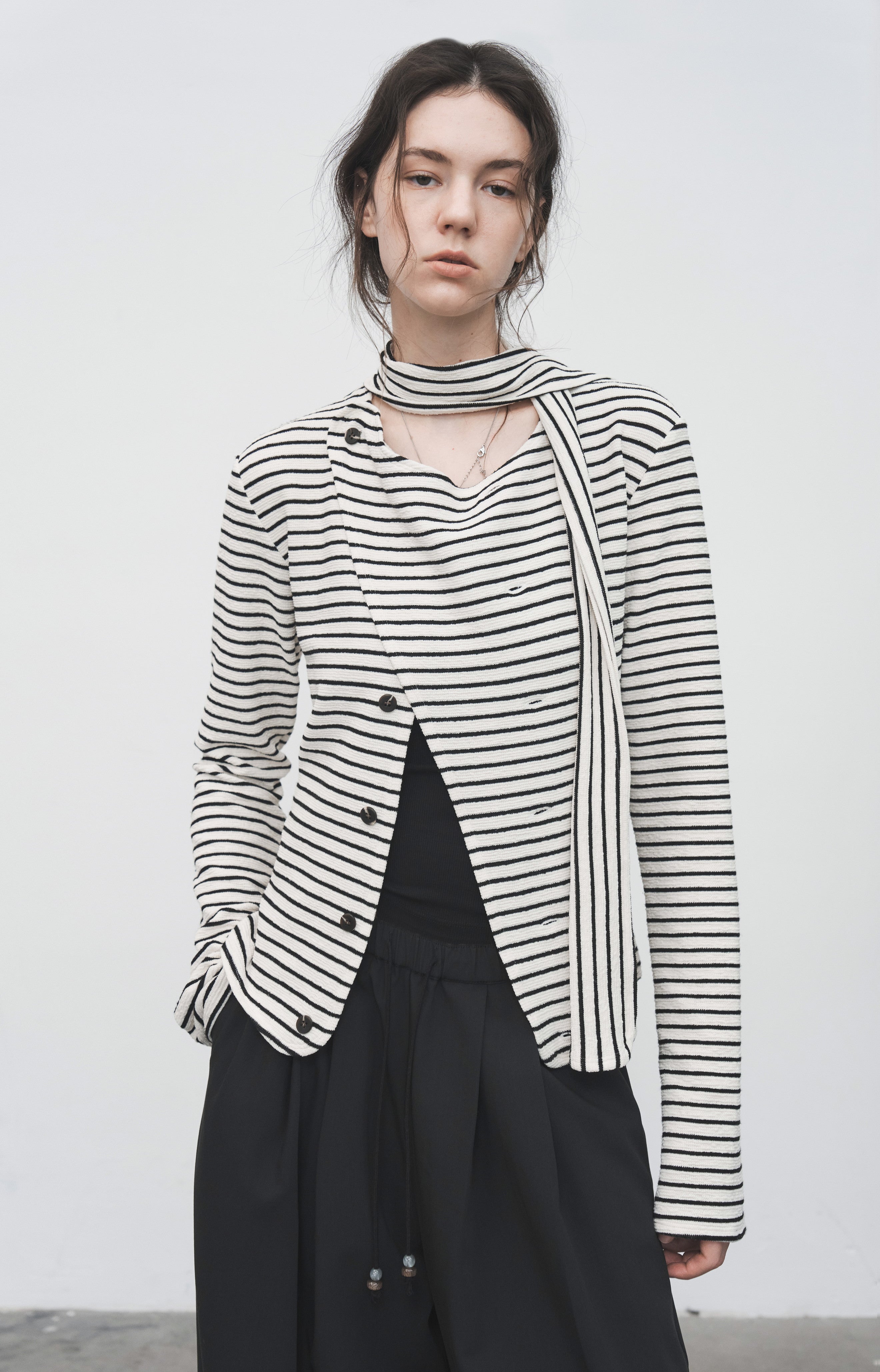 FLARE CROSS STRIPED SHIRT