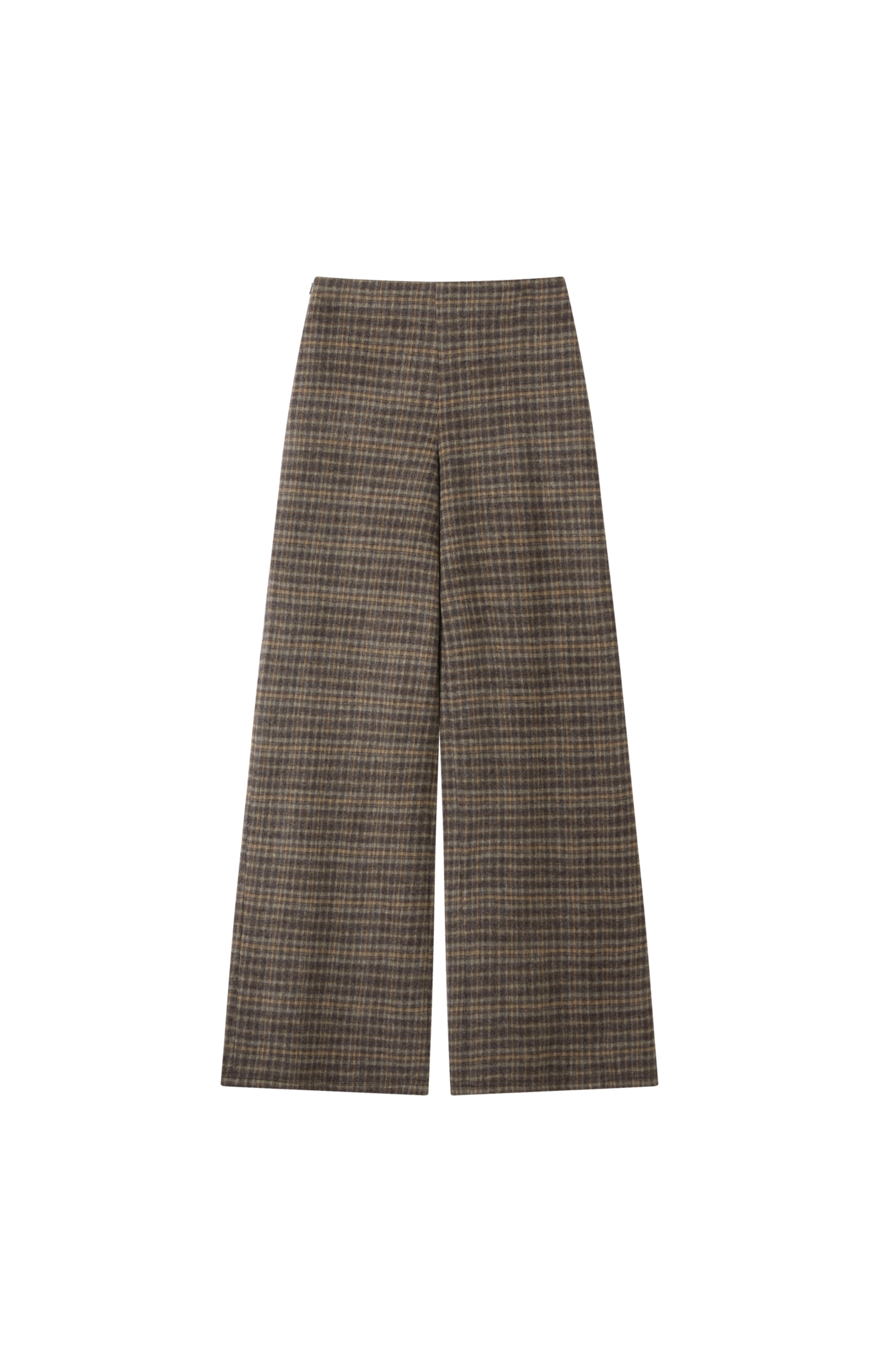 BRUSHED PLAID WIDE PANTS / 기모 체크 와이드 팬츠