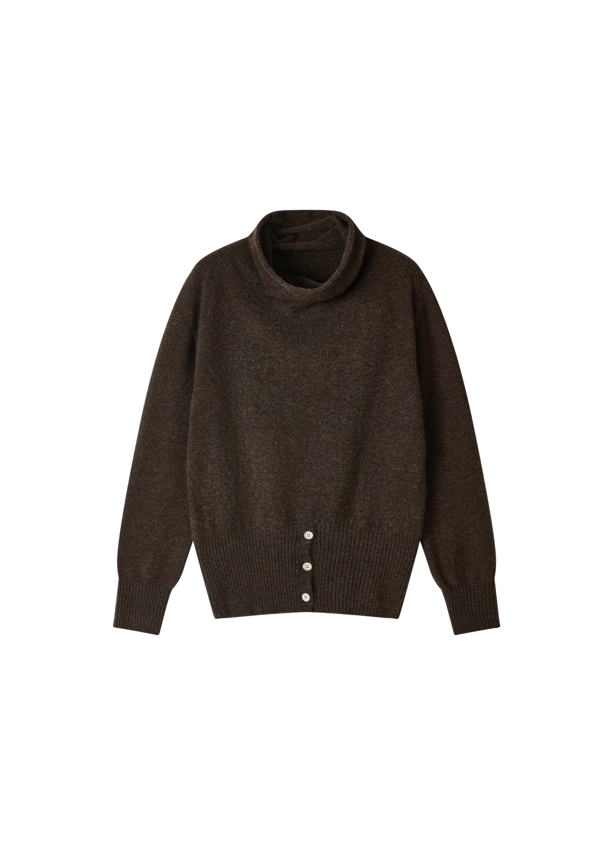 BUTTON HEM COWL SWEATER