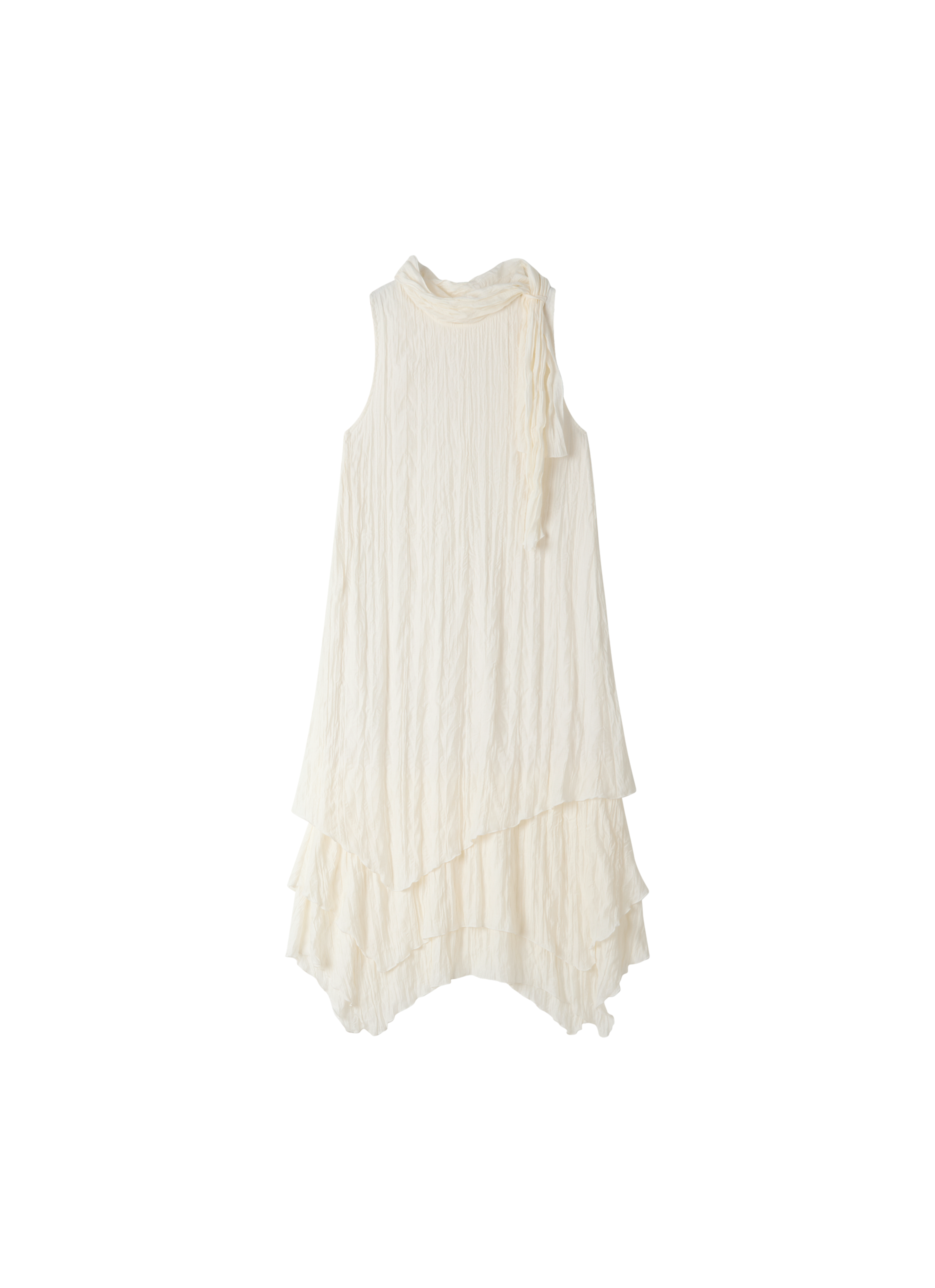 SCARF NECK TIERED DRESS