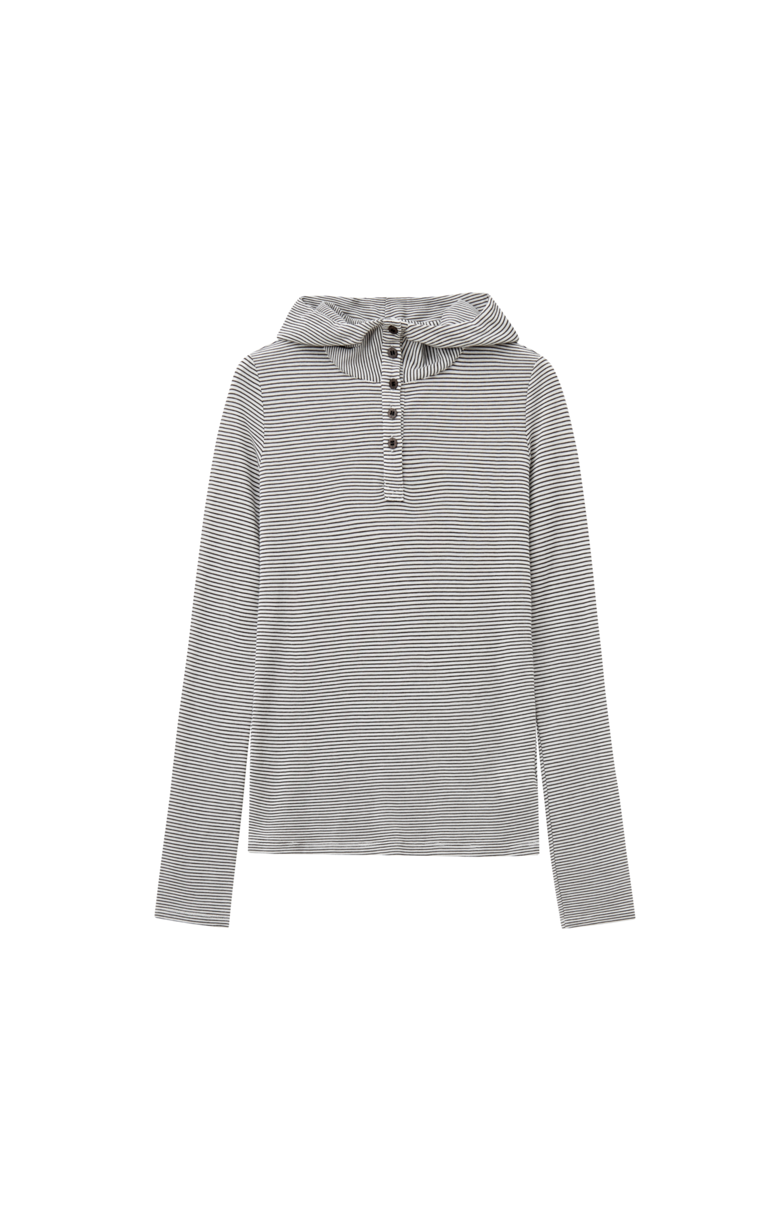 HOODED STRIPE FIT LONG T-SHIRT / フードストライプフィットロングTシャツ