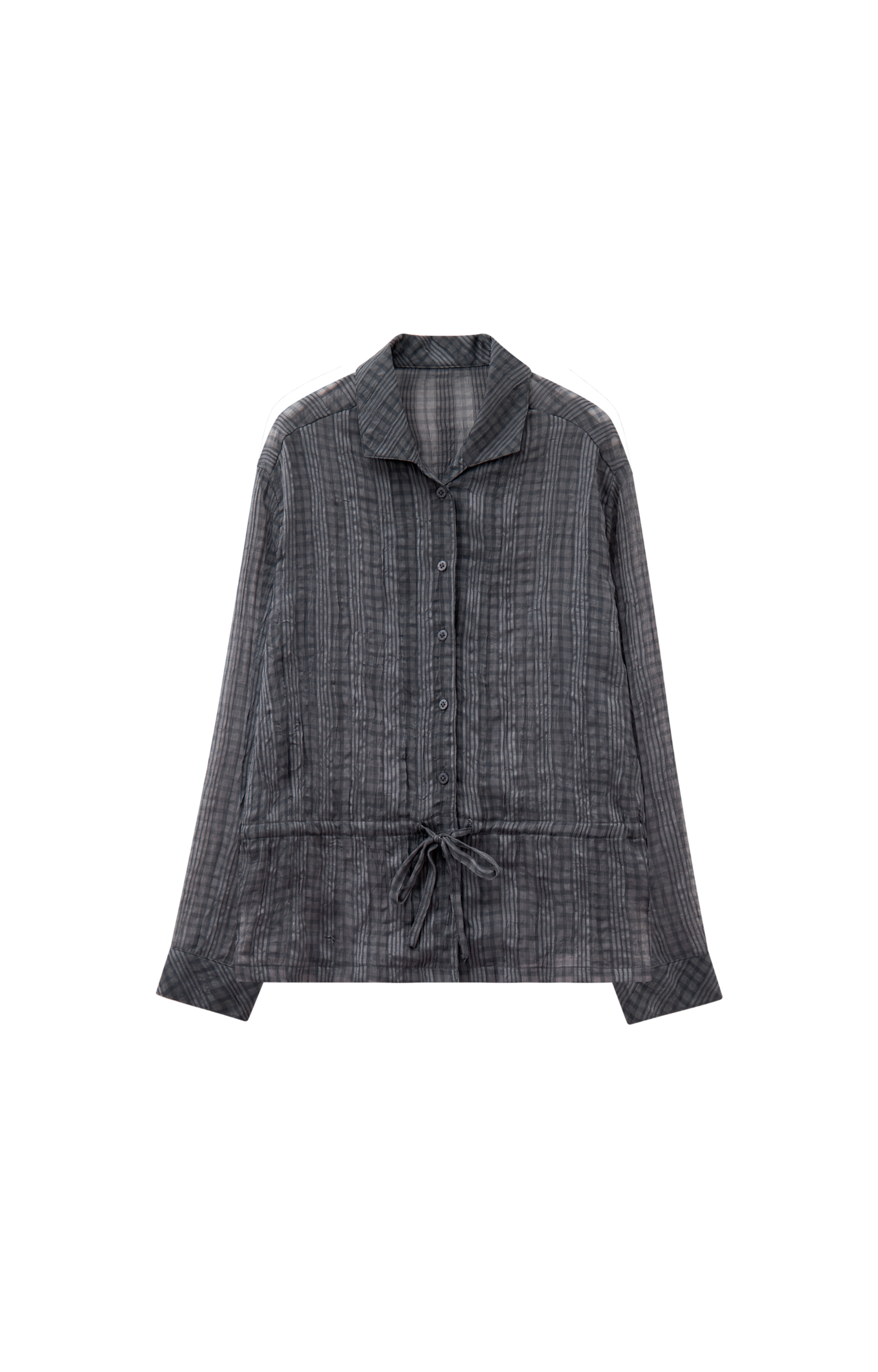 WRINKLED PLAID SHEER SHIRT