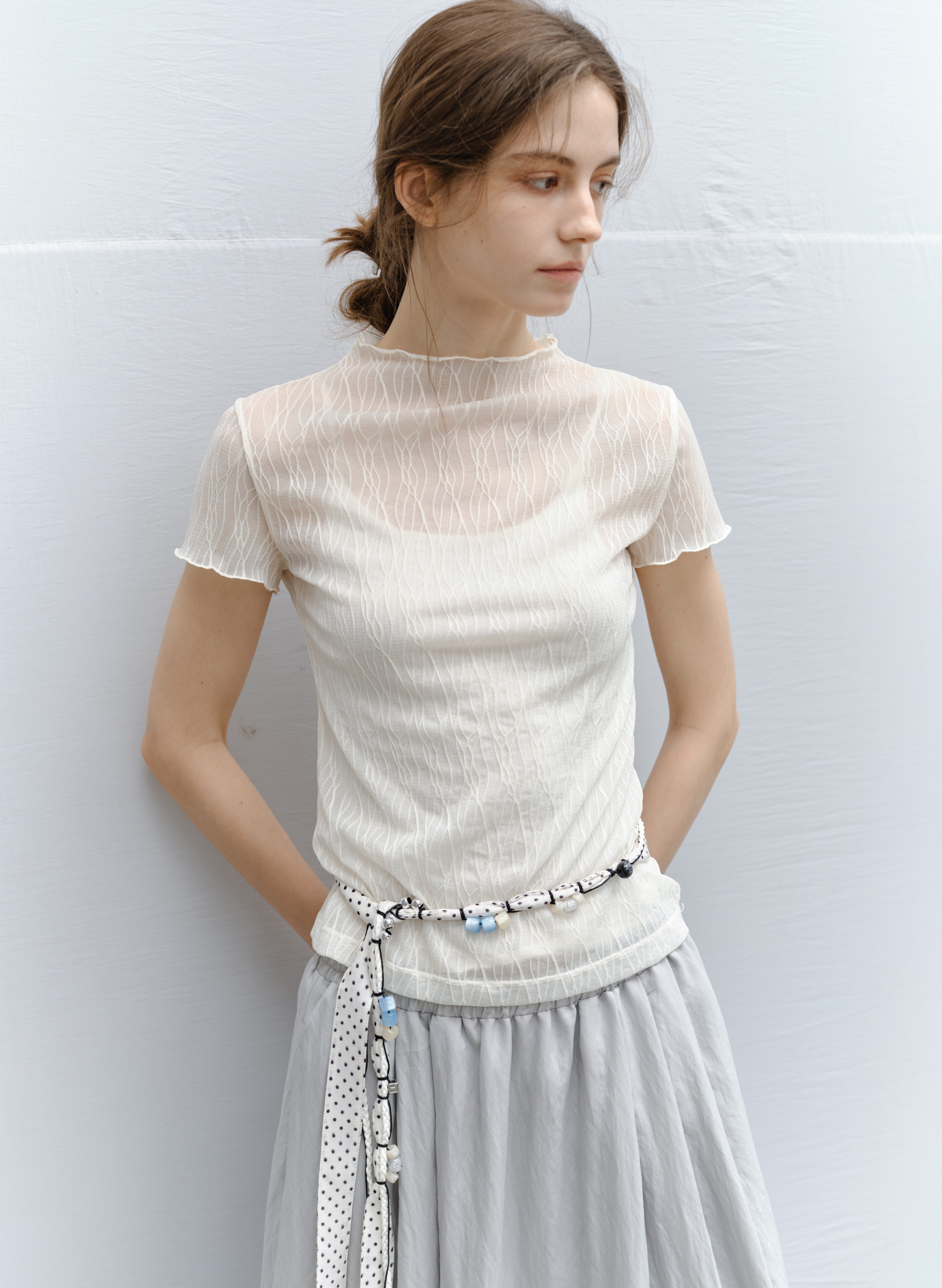 WAVE JACQUARD SHEER TEE / ウェーブジャカードシアーティー