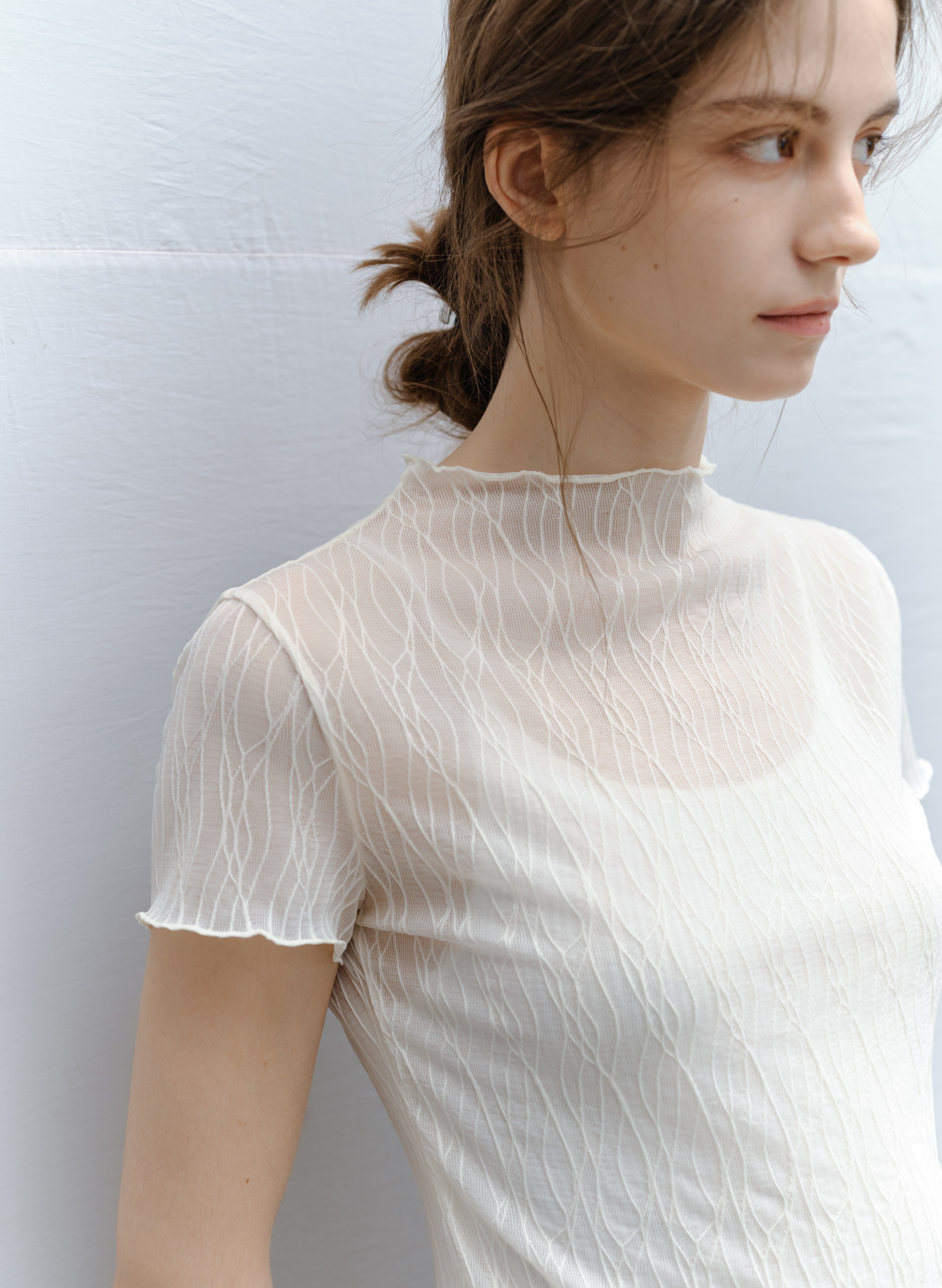 WAVE JACQUARD SHEER TEE / ウェーブジャカードシアーティー