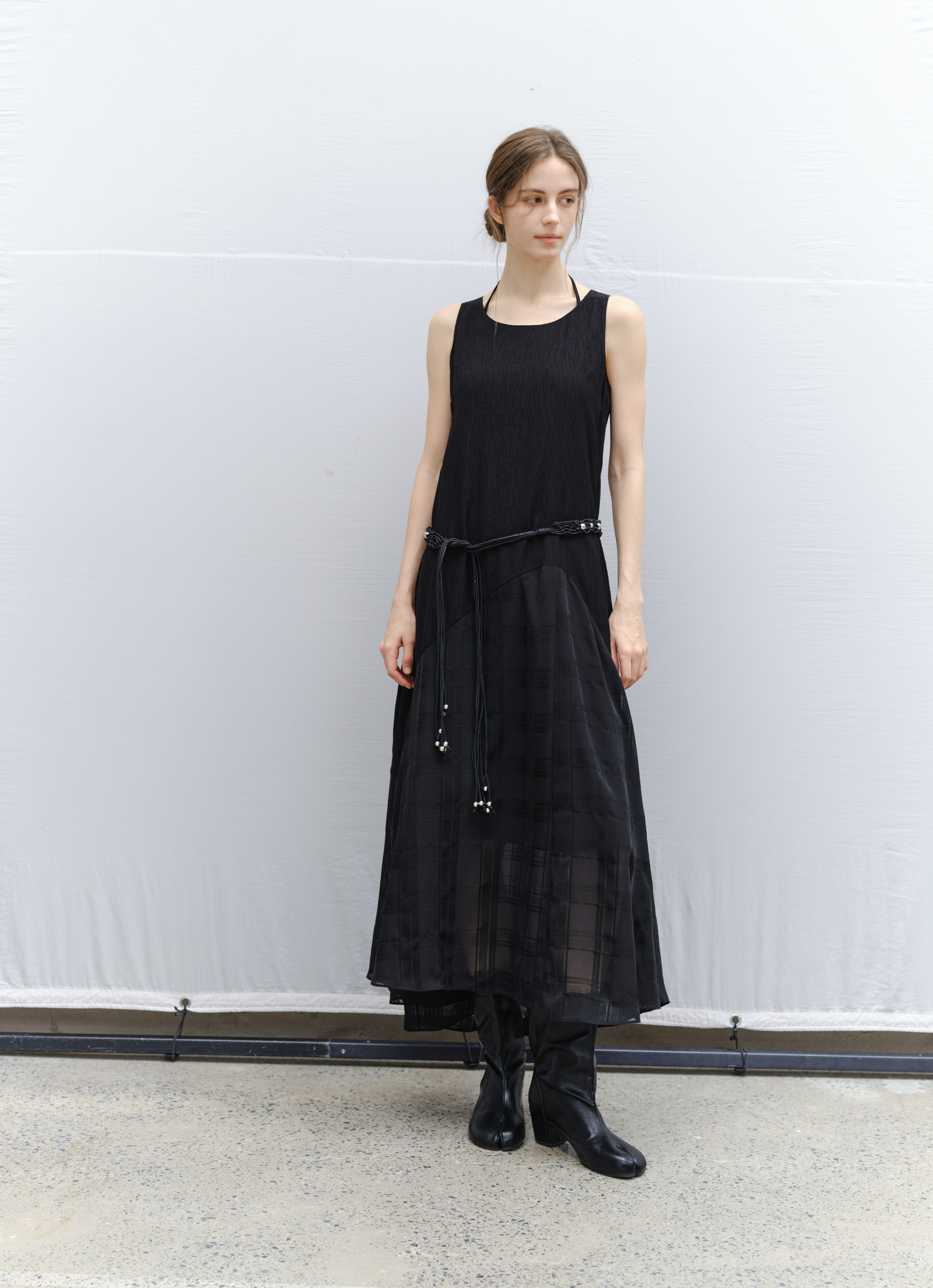 SHEER PLAID LAYER DRESS